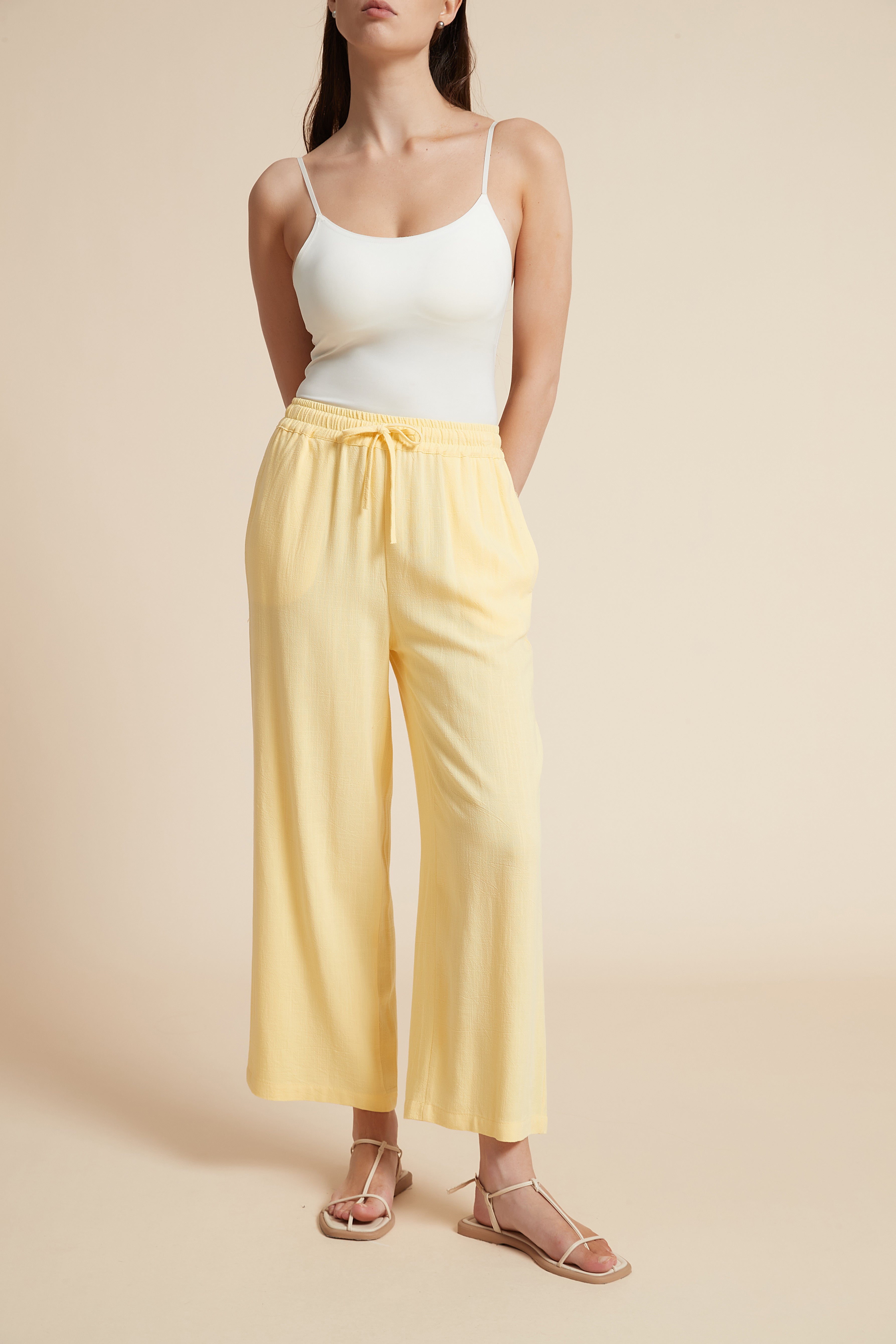 Wide-Leg Drawstring Pants