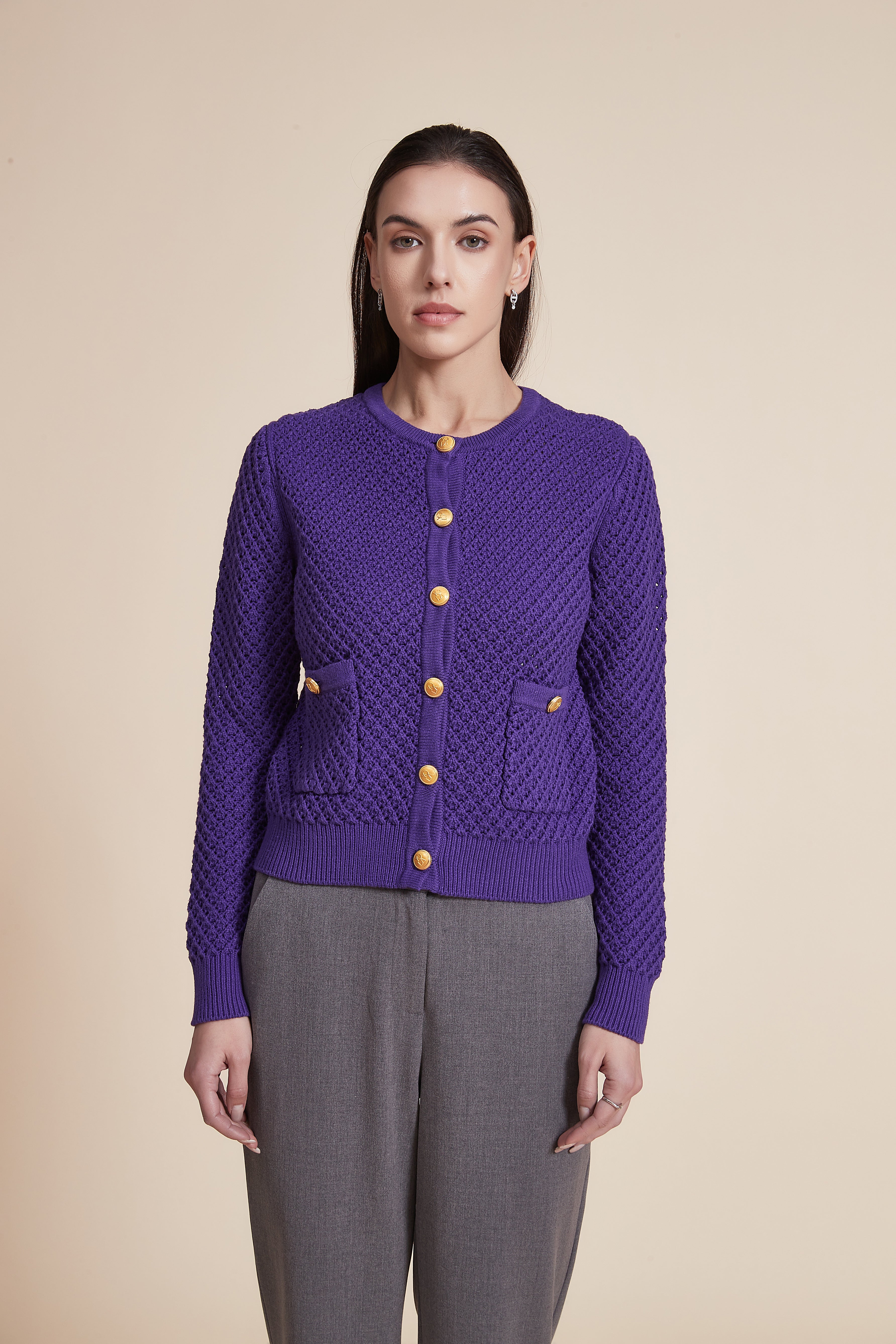 Woven Long Sleeve Jacket with Pockets