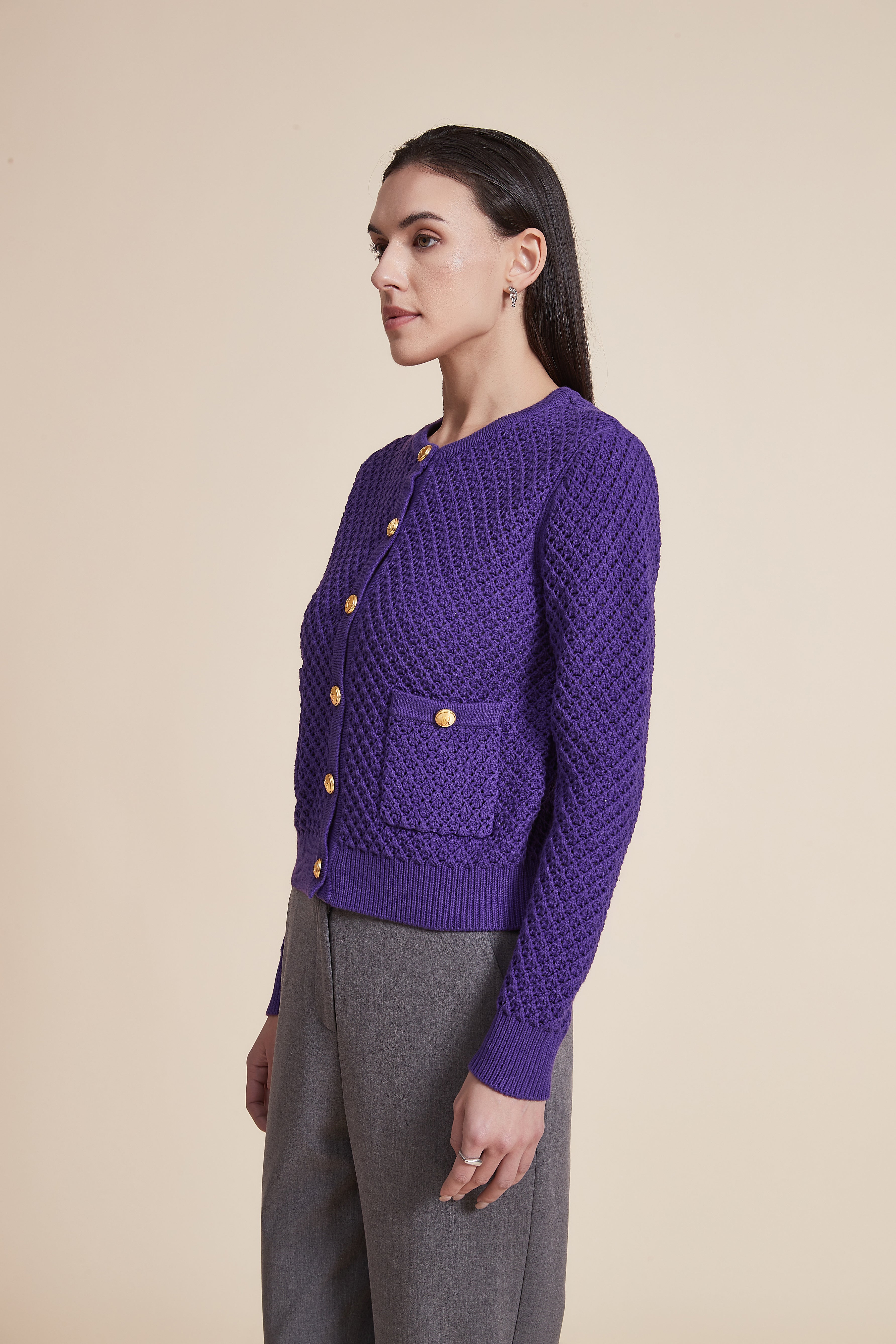 Woven Long Sleeve Jacket with Pockets