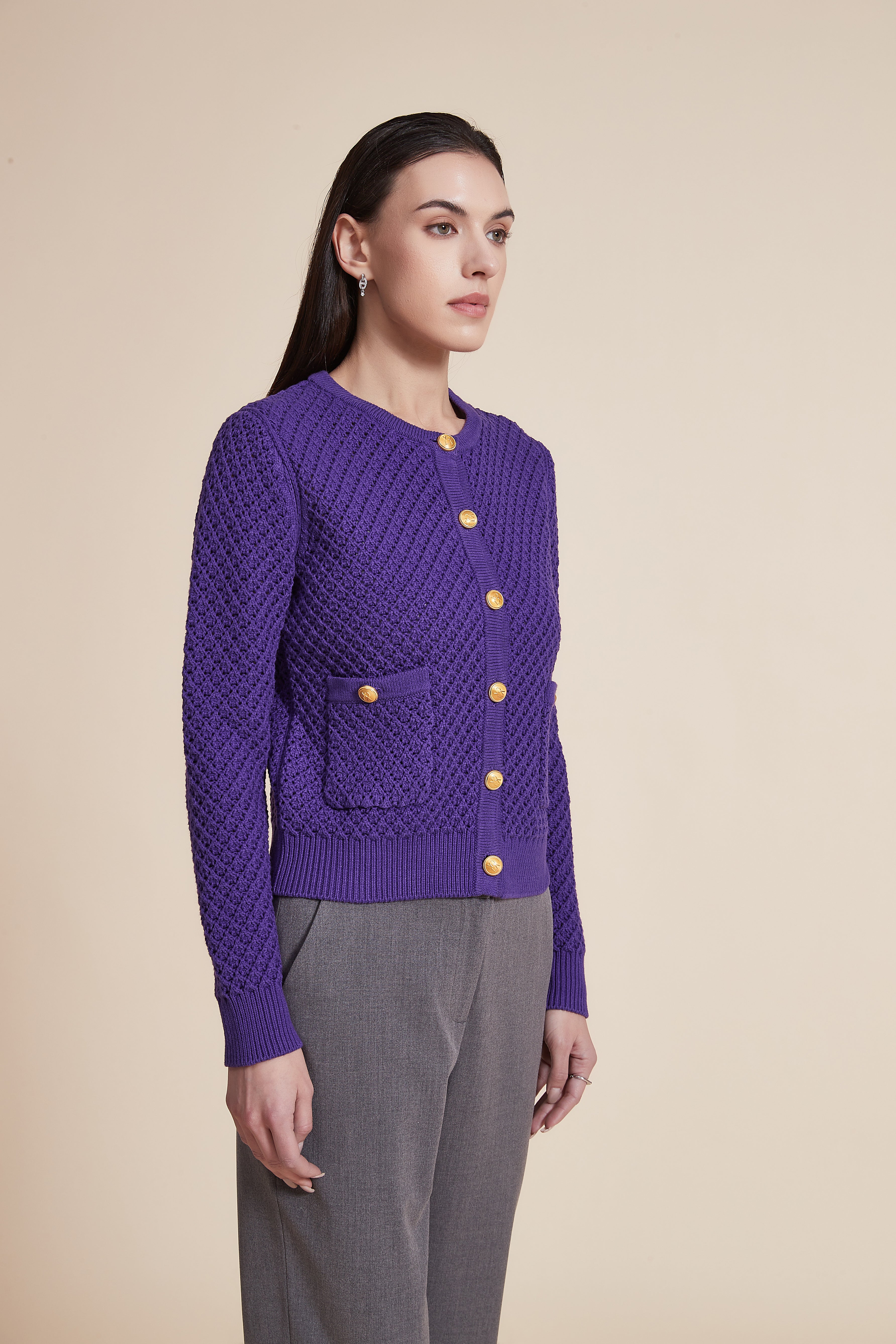 Woven Long Sleeve Jacket with Pockets