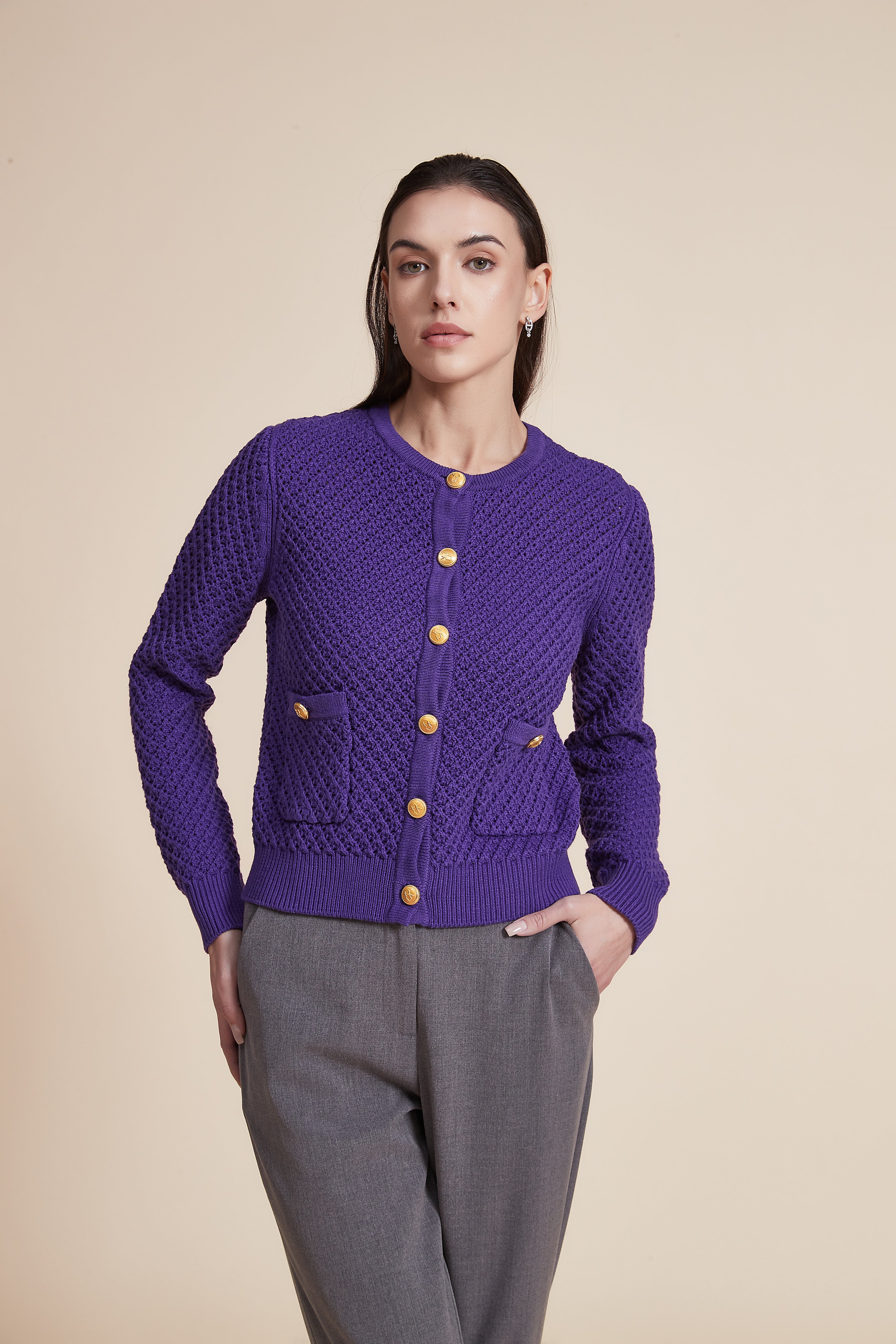 Woven Long Sleeve Jacket with Pockets