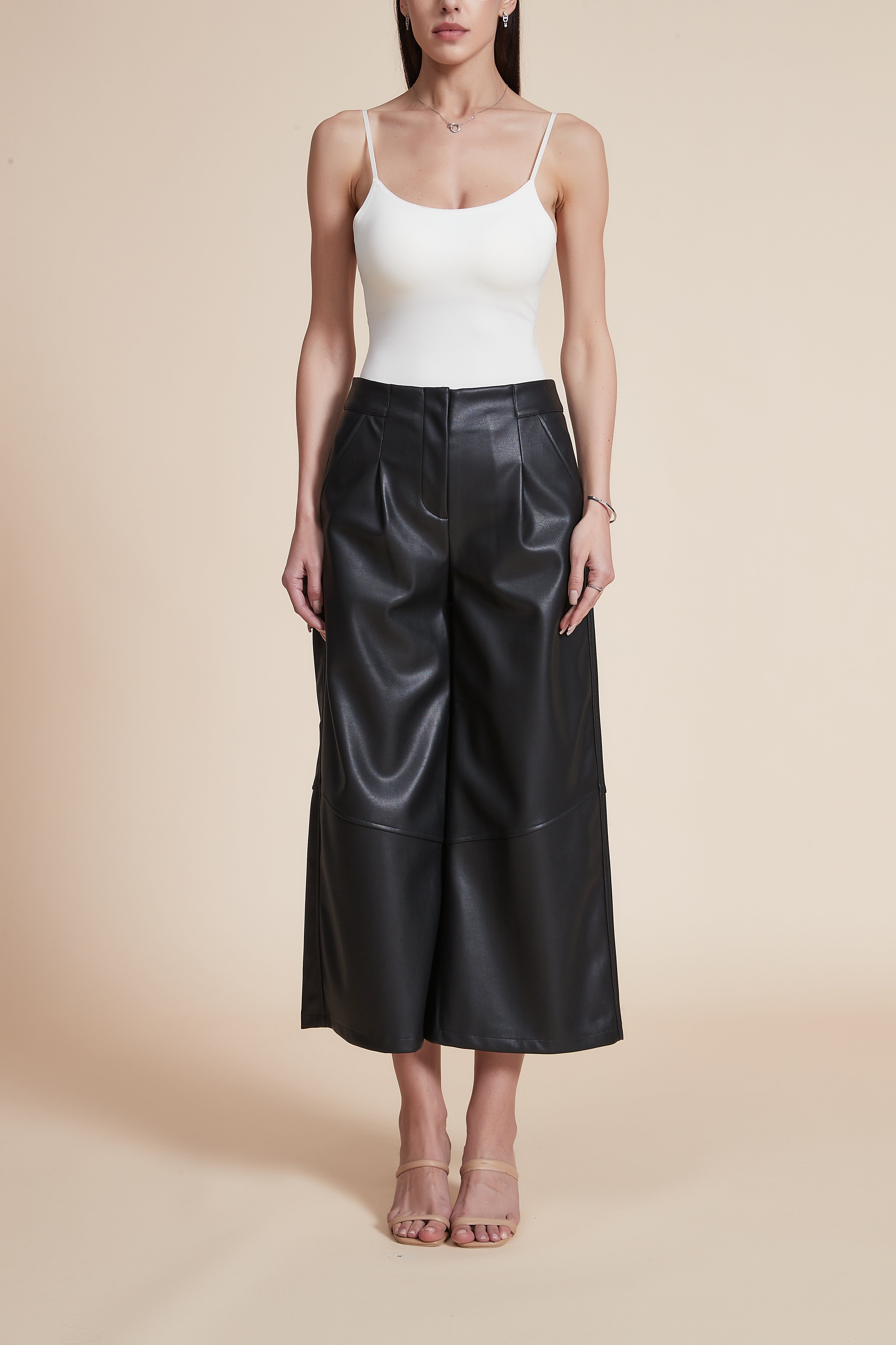 Midi Pants with Wide Legs