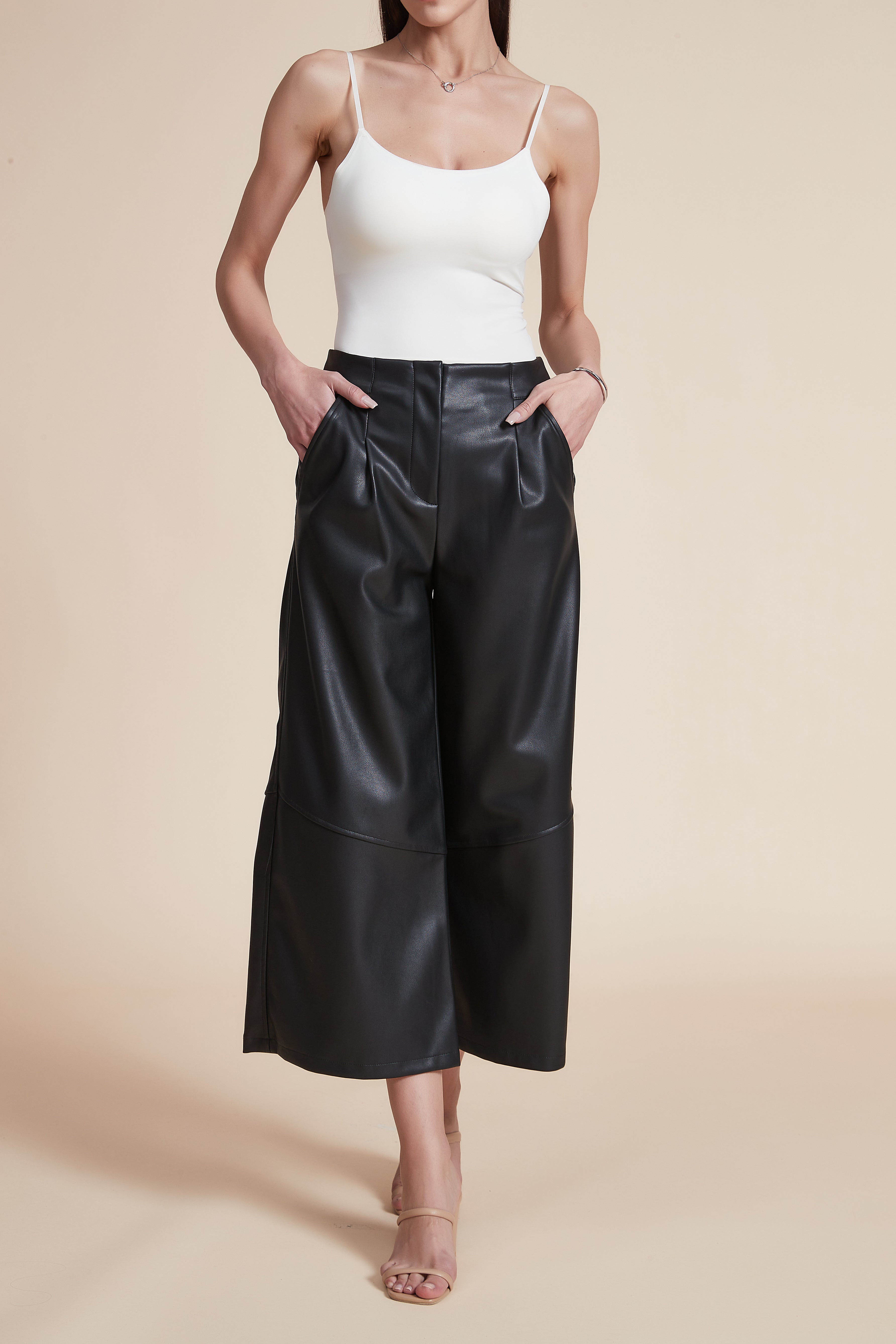 Midi Pants with Wide Legs