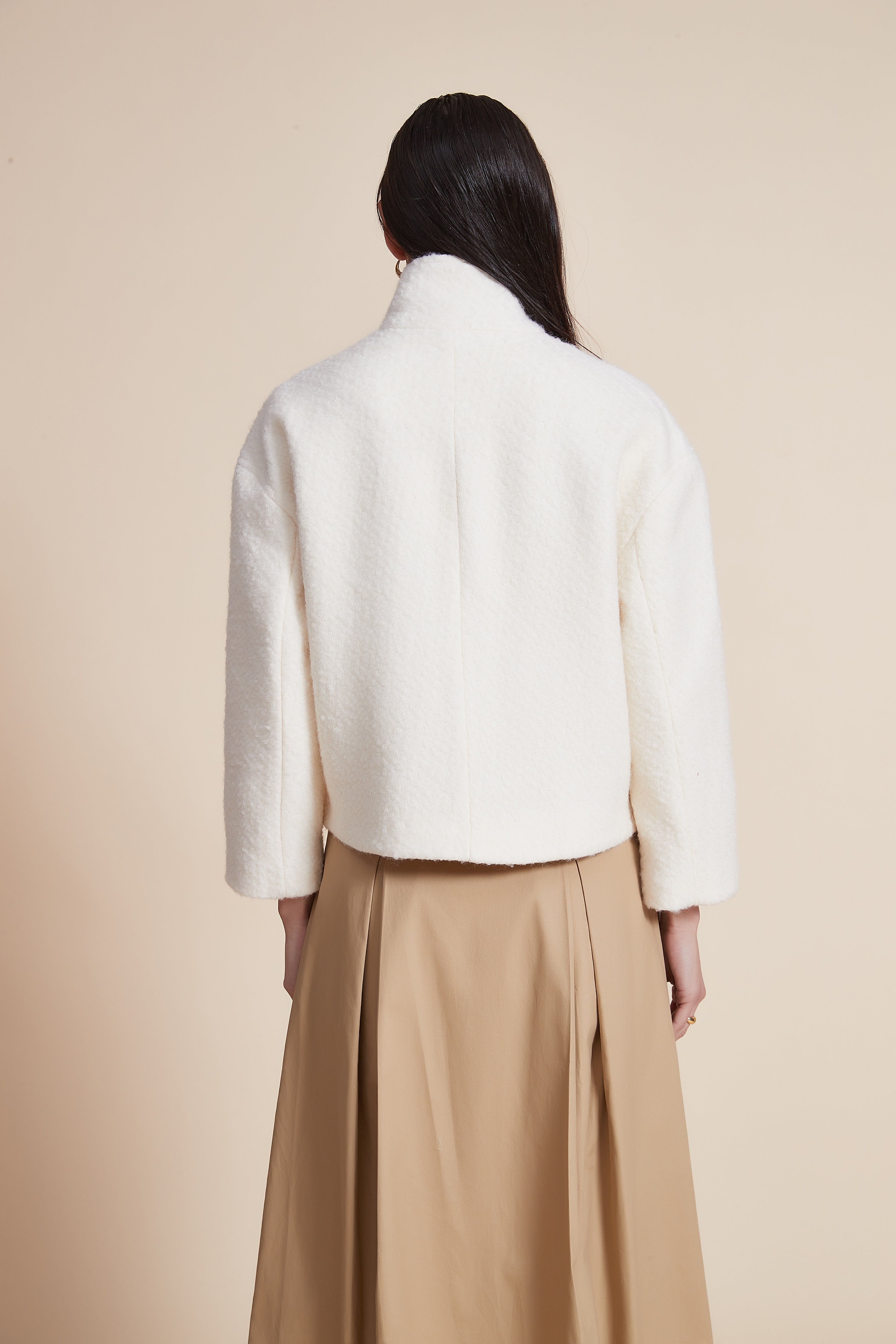 Short Zipper Jacket with High Collar