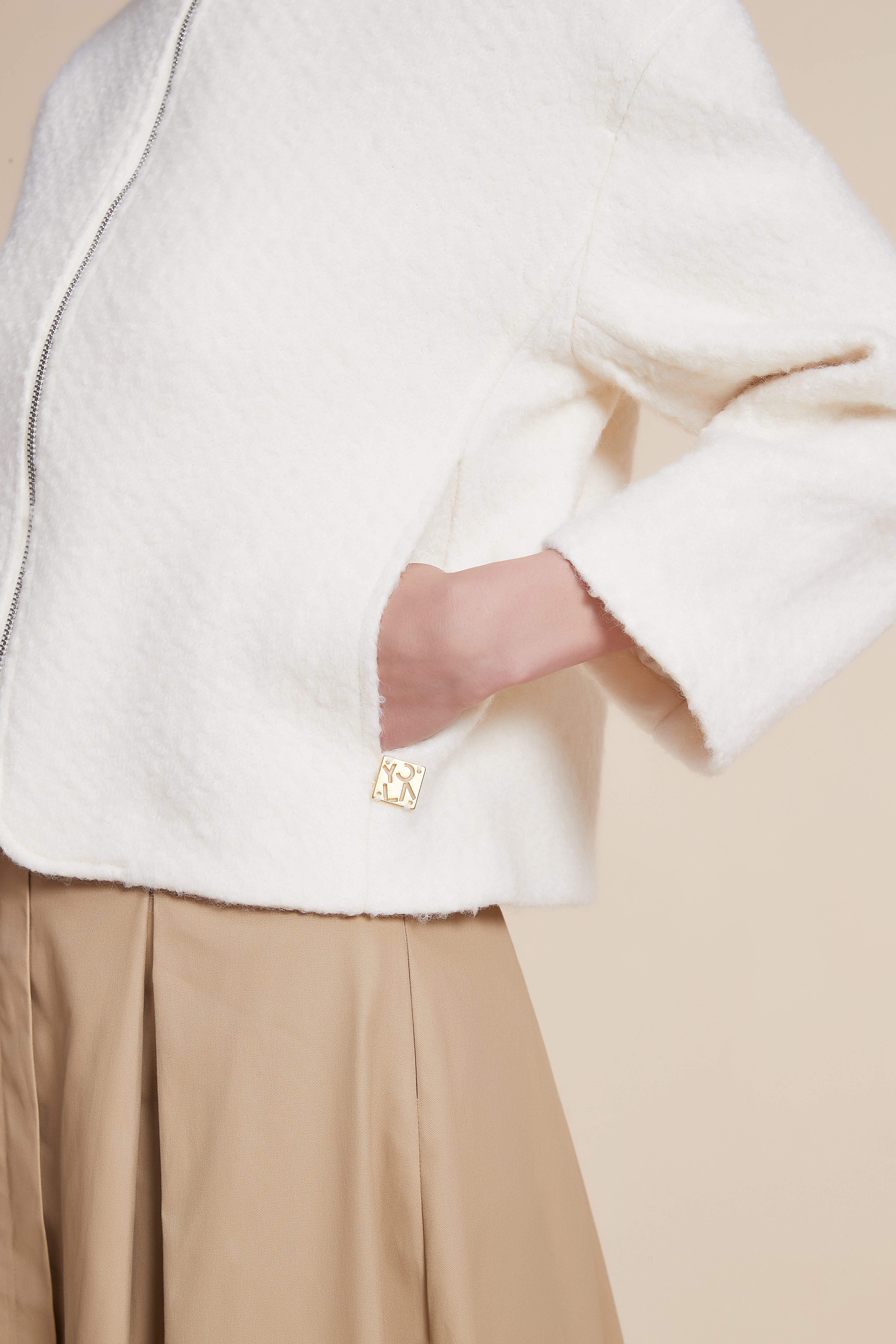 Short Zipper Jacket with High Collar