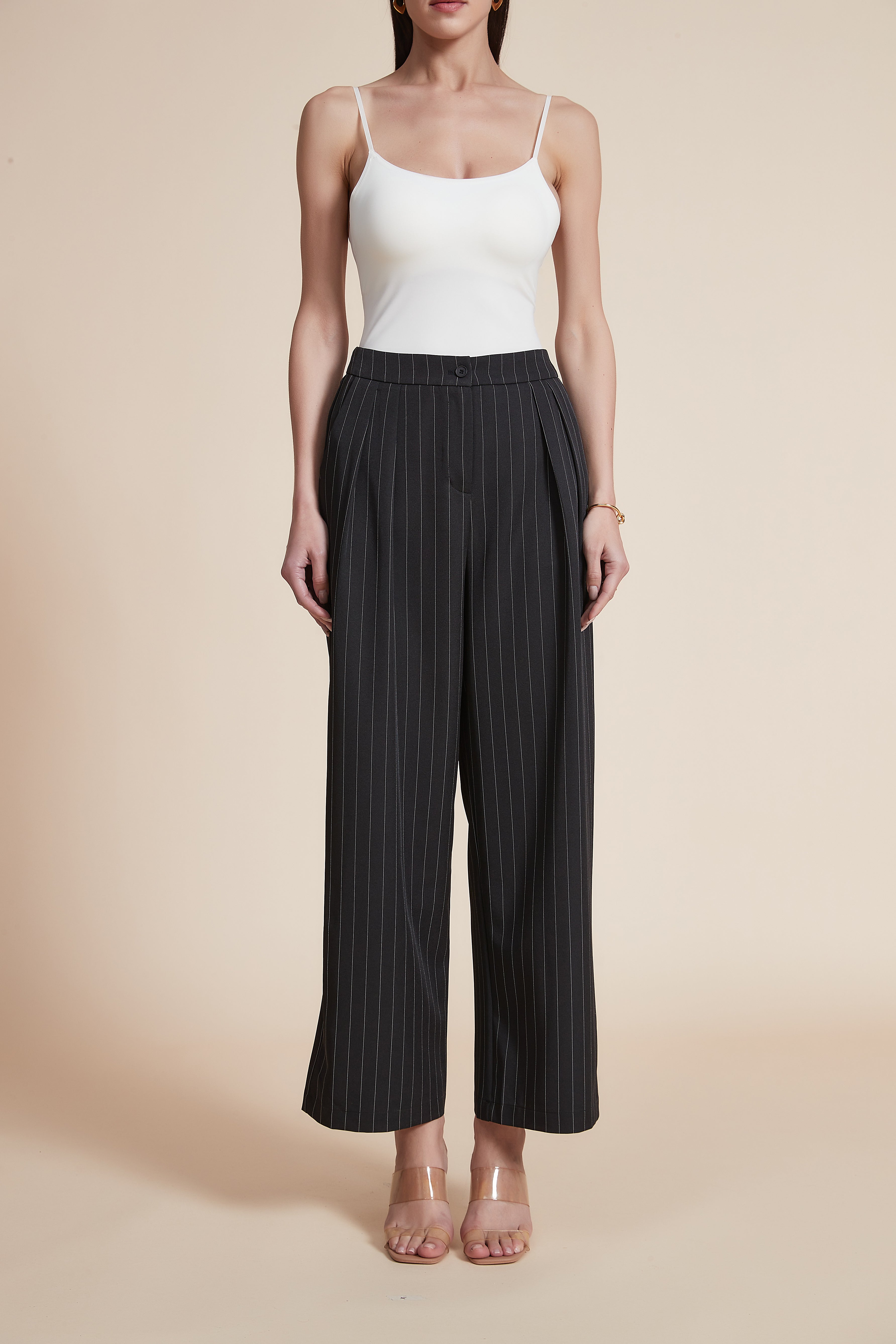 Women’s Long Striped Wide-Leg Trousers