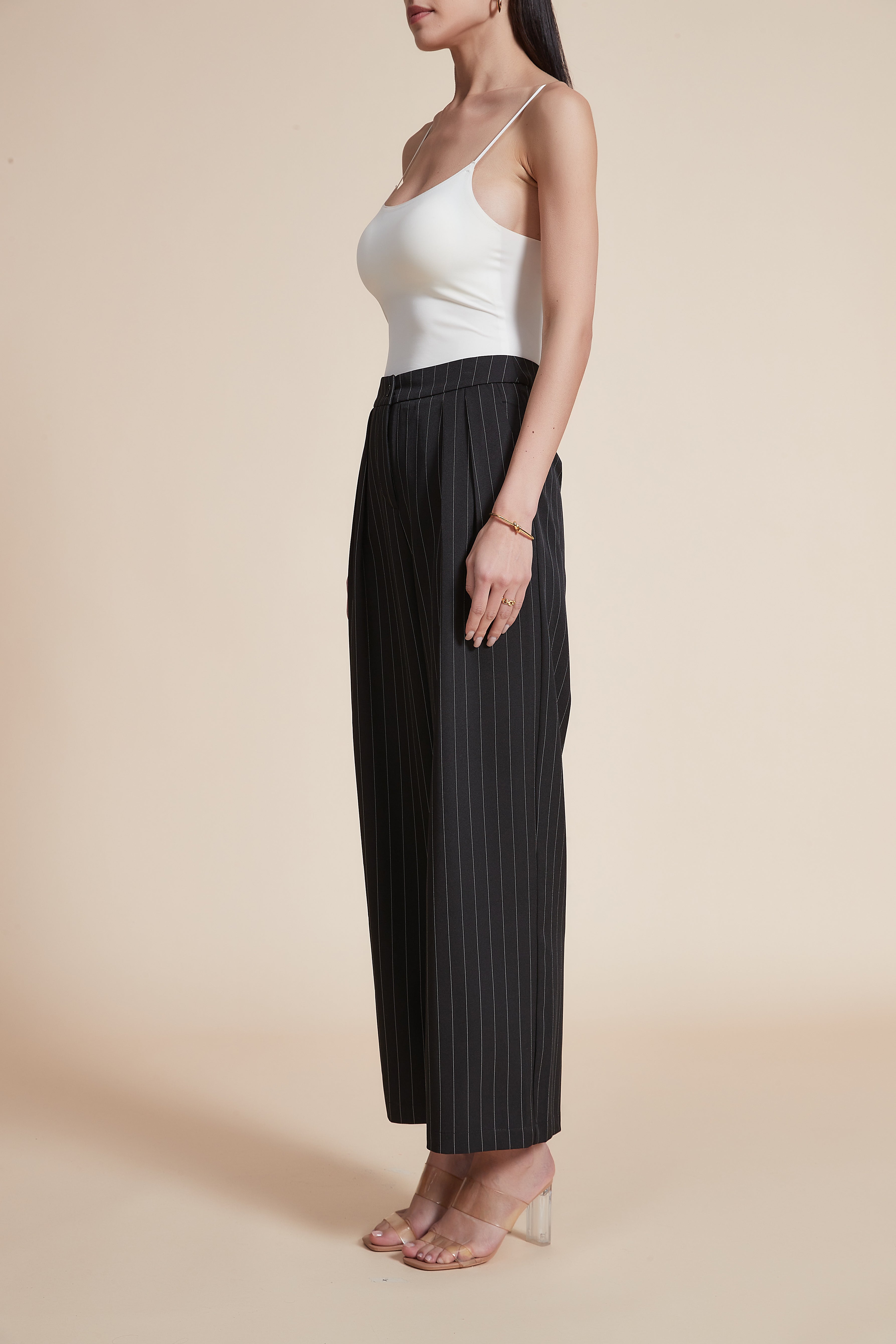 Women’s Long Striped Wide-Leg Trousers
