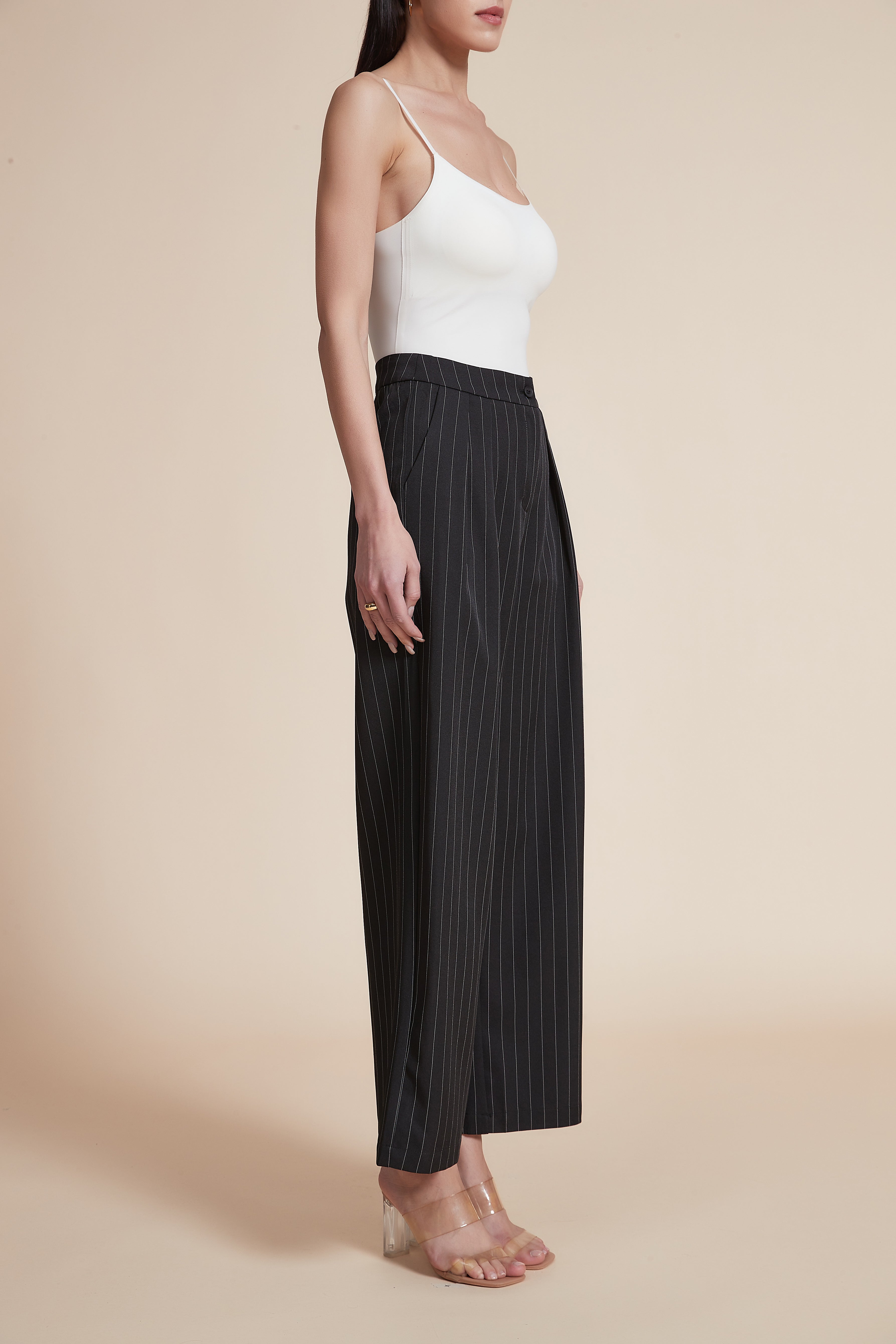 Women’s Long Striped Wide-Leg Trousers