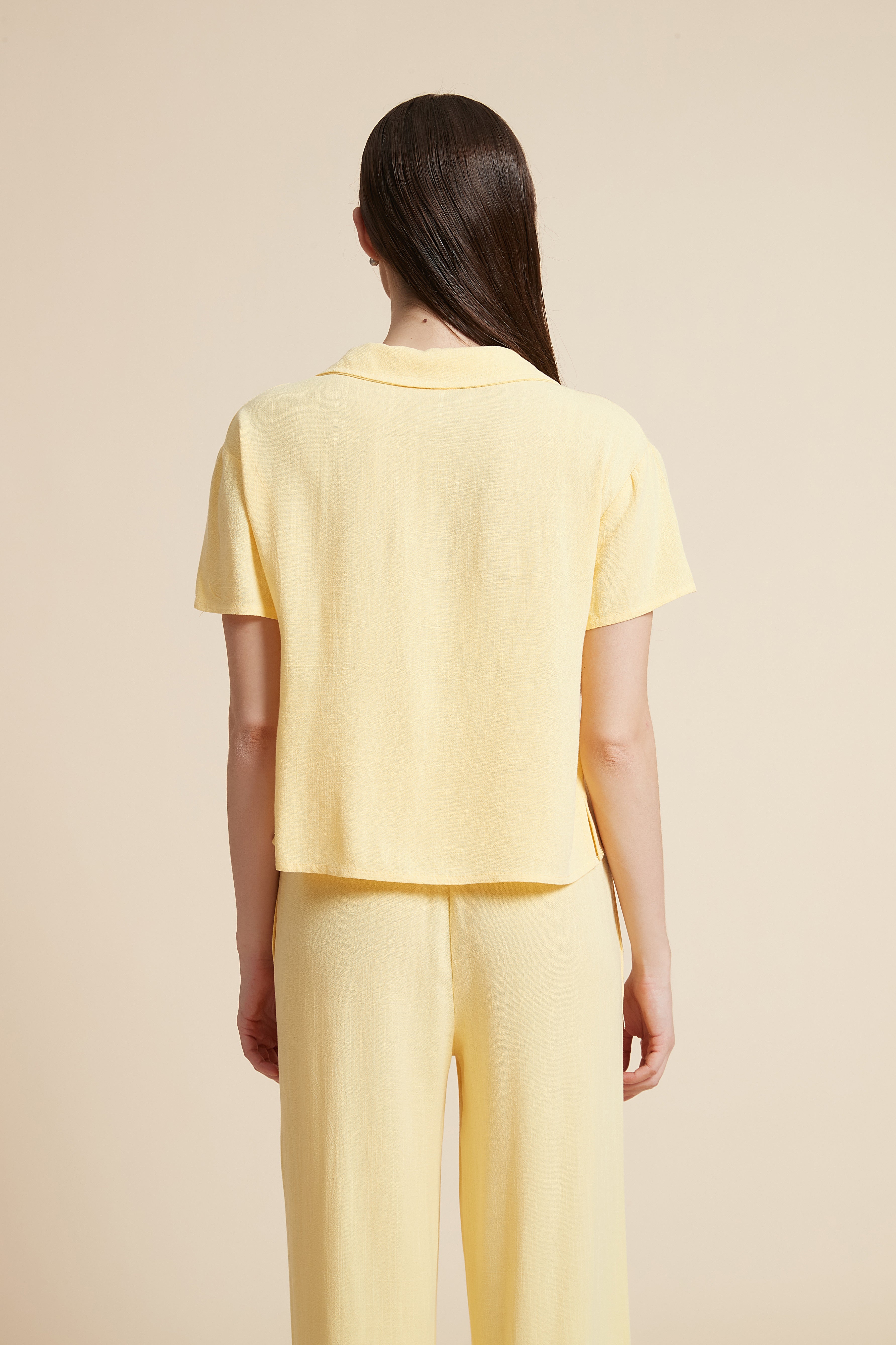 Solid Short Sleeve Blouse with Front Buttons