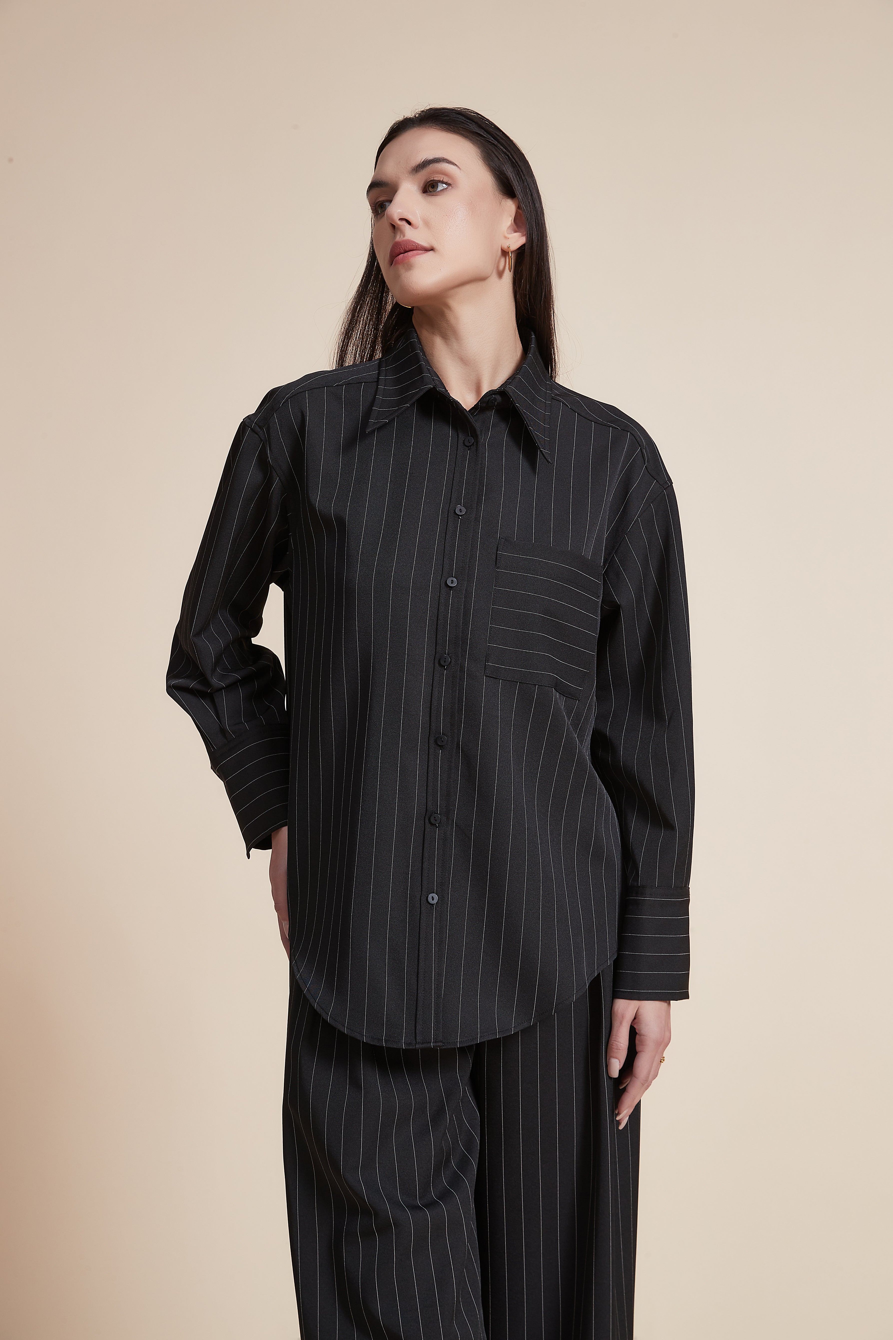 Long sleeve shirt-style blouse