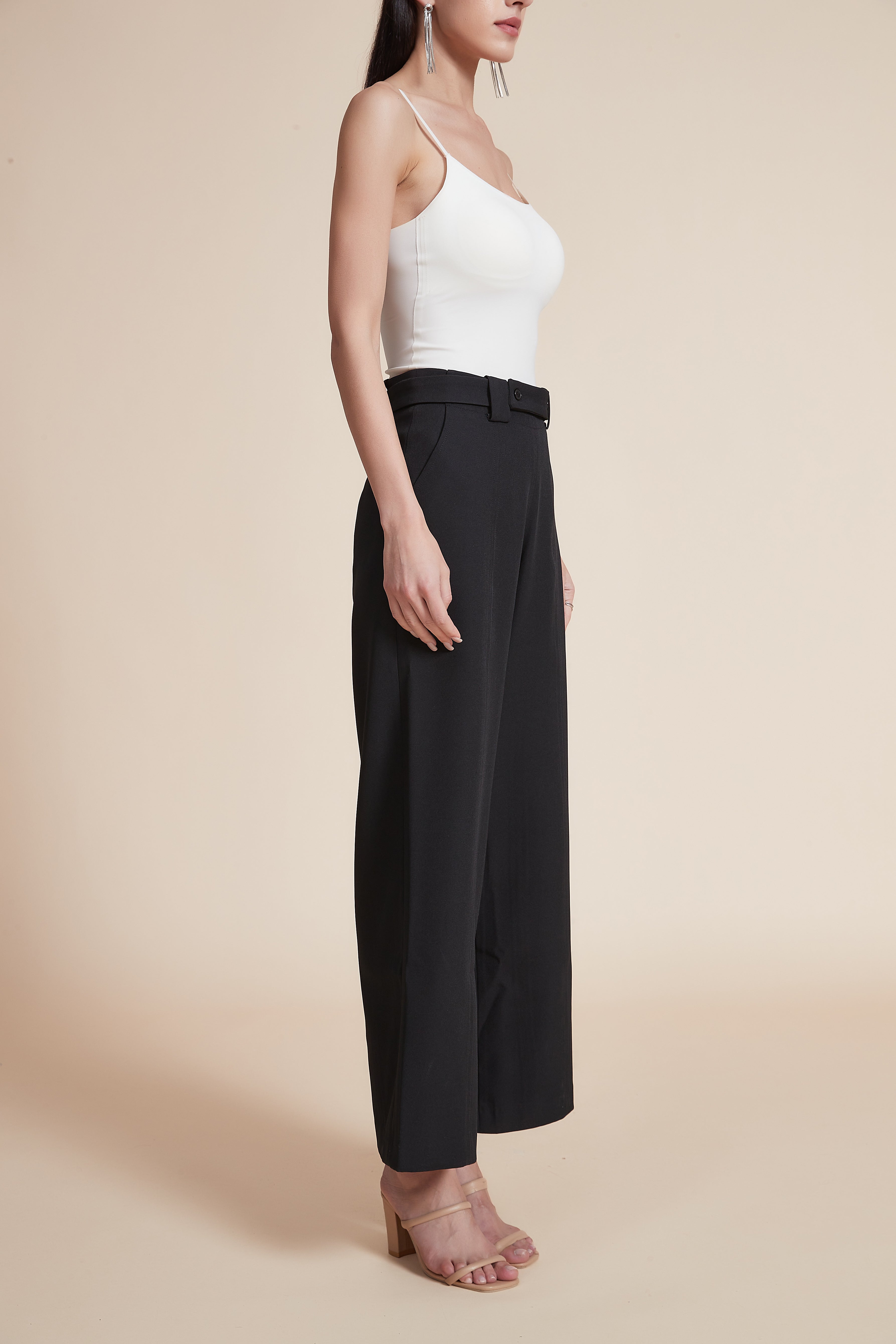 Wide-Leg High-Waisted Trousers