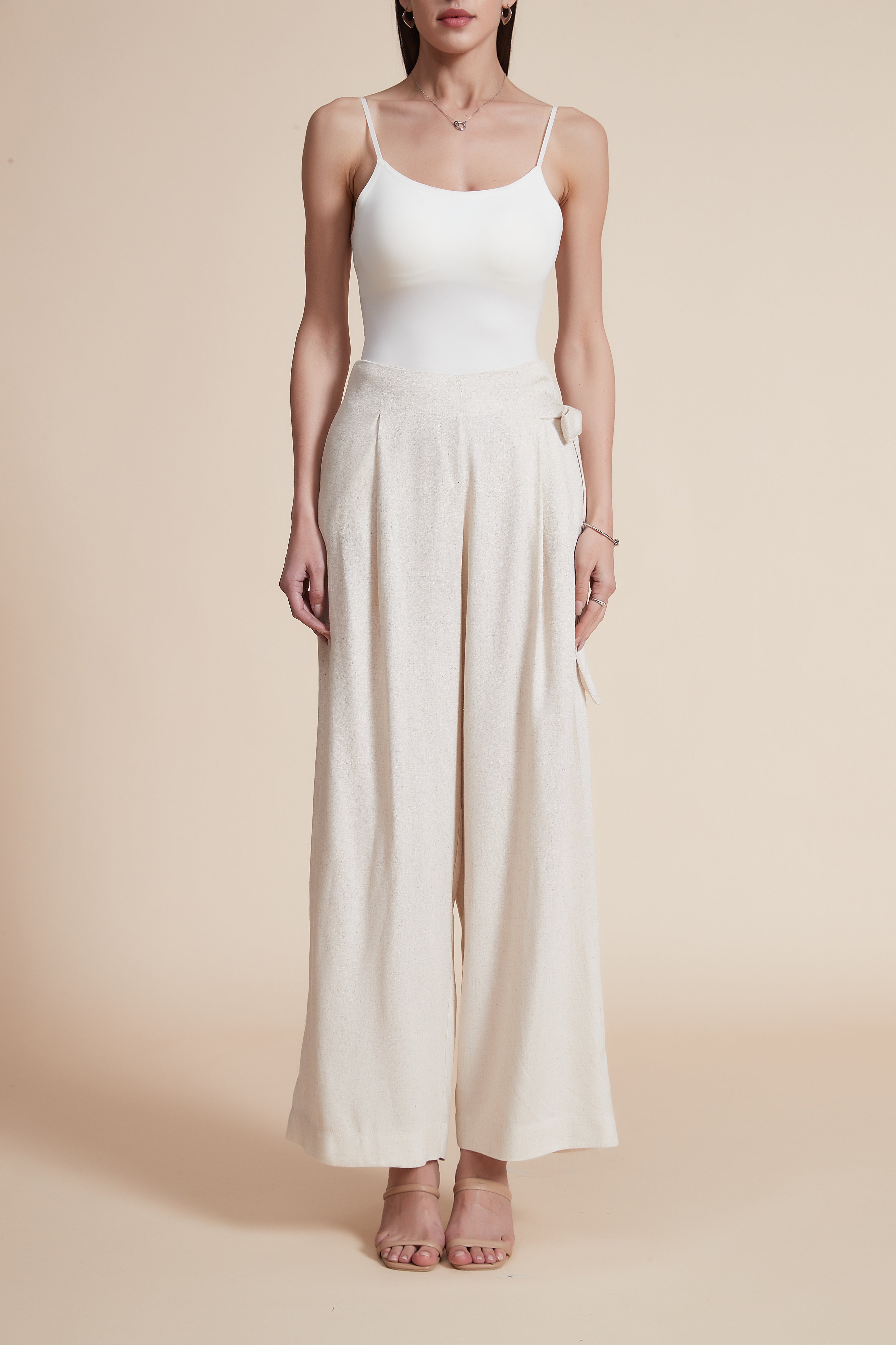 Wide-Leg Ruffled Long Pants