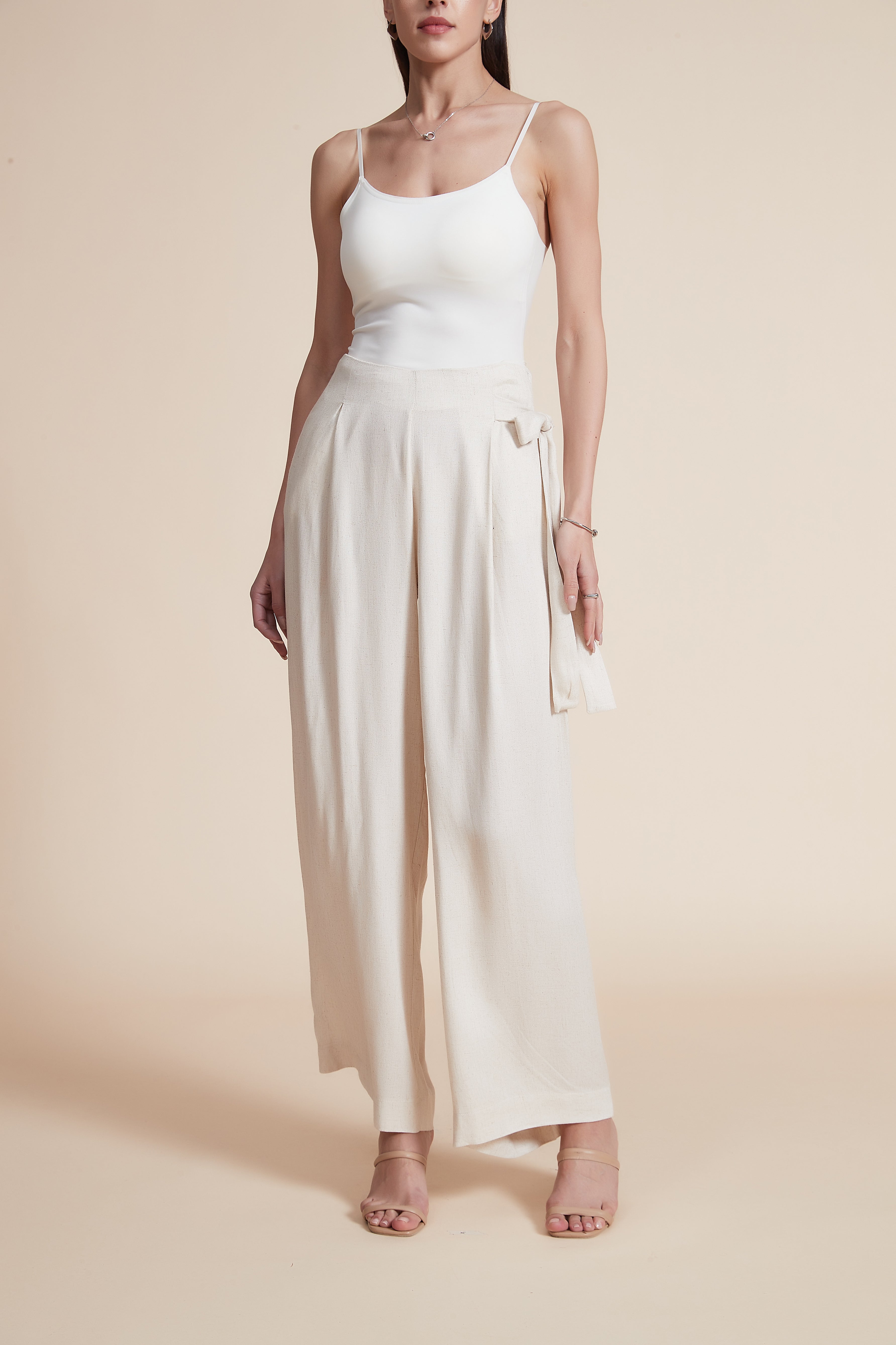 Wide-Leg Ruffled Long Pants