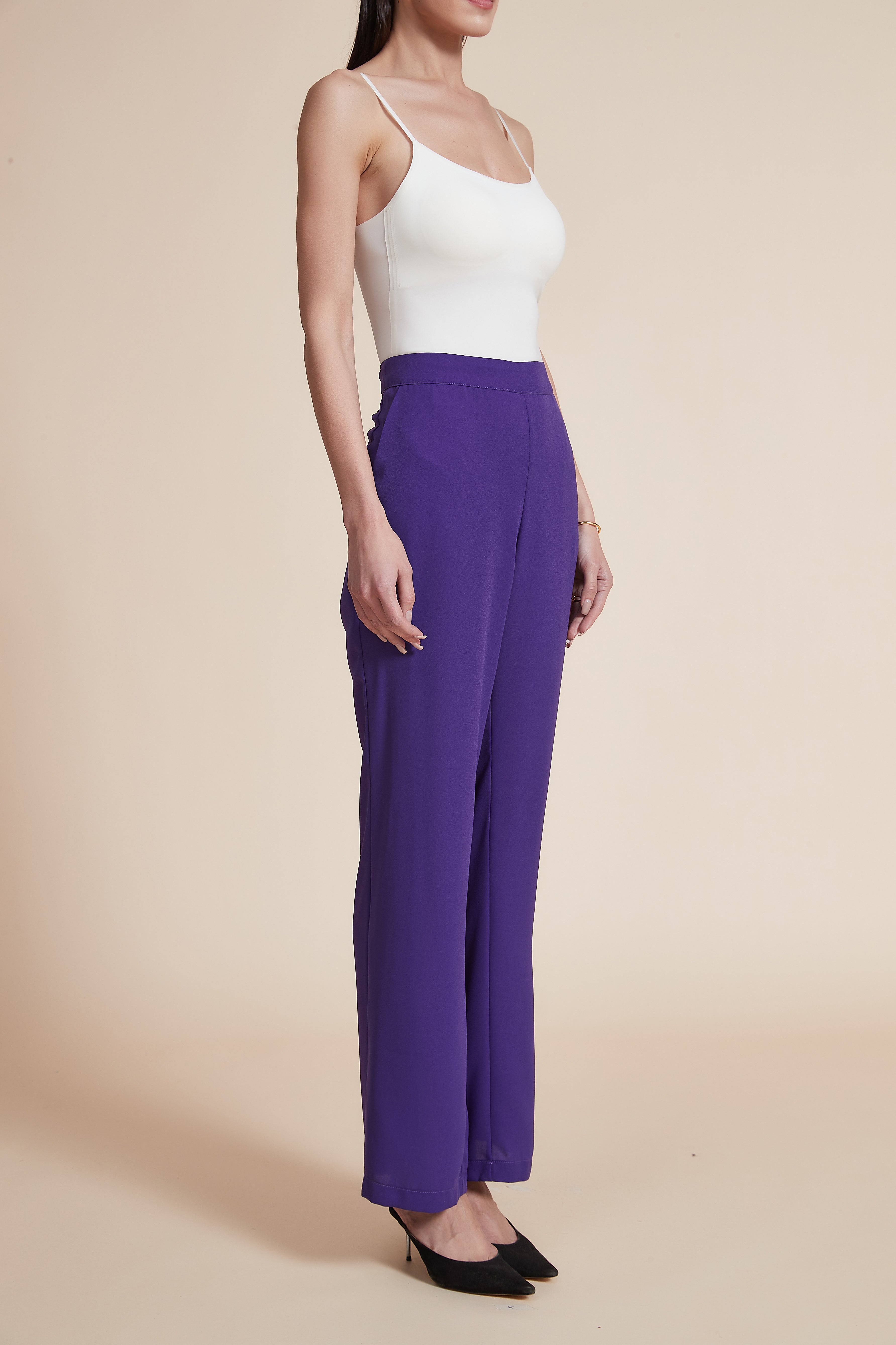High-Waisted Straight-Leg Trousers