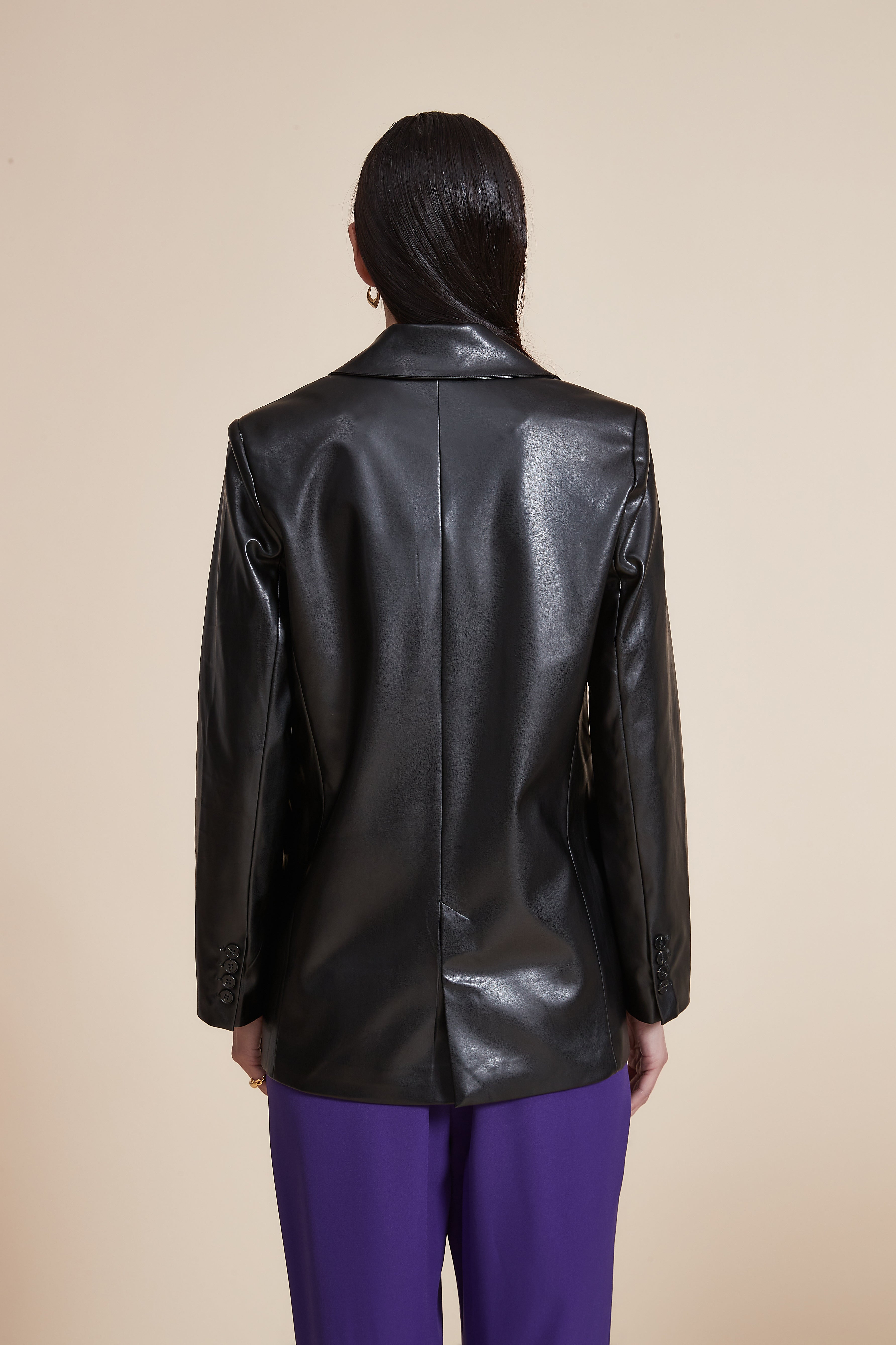 Leather Blazer with Side Pockets