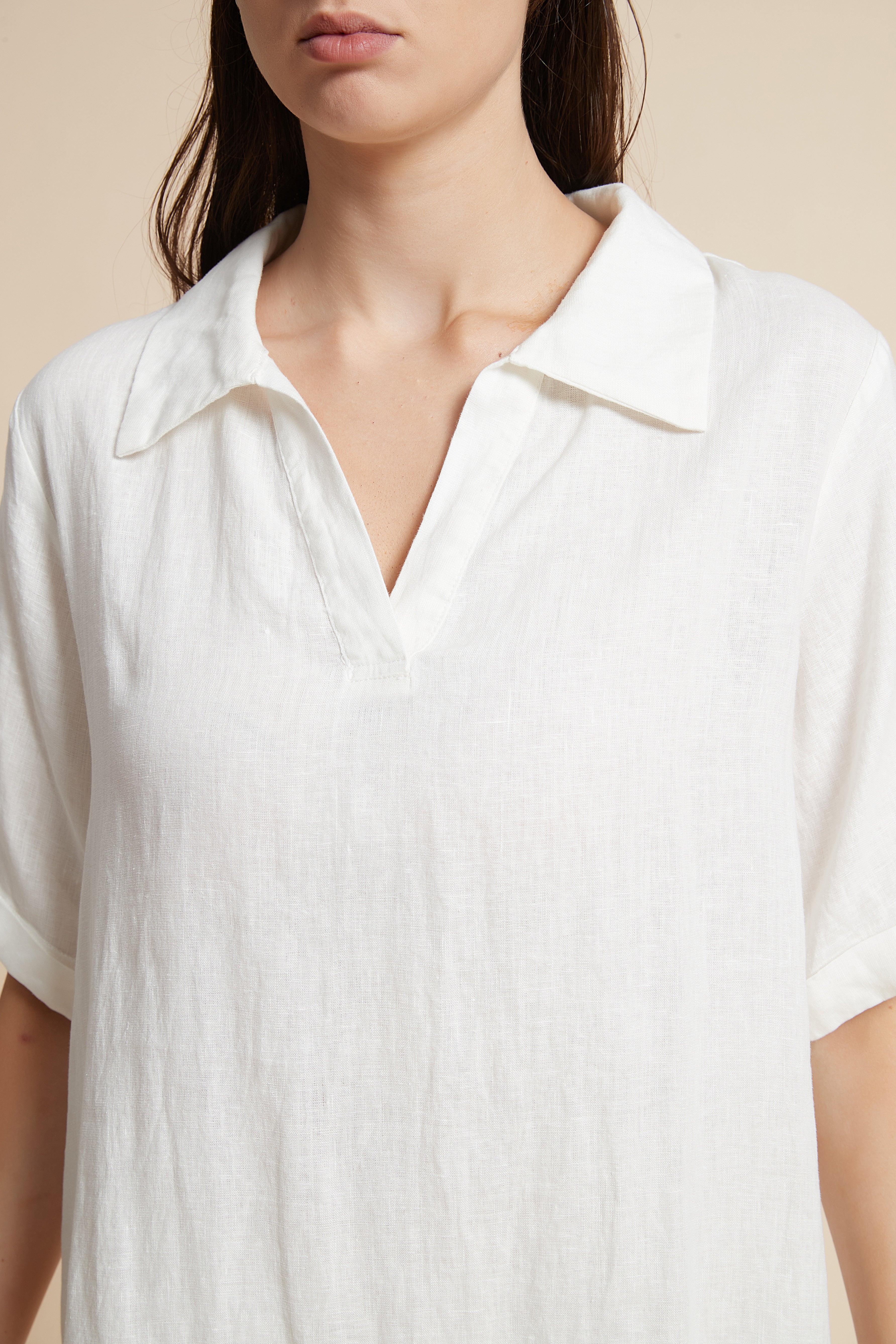 Plain Midi Dress with V-Neckline