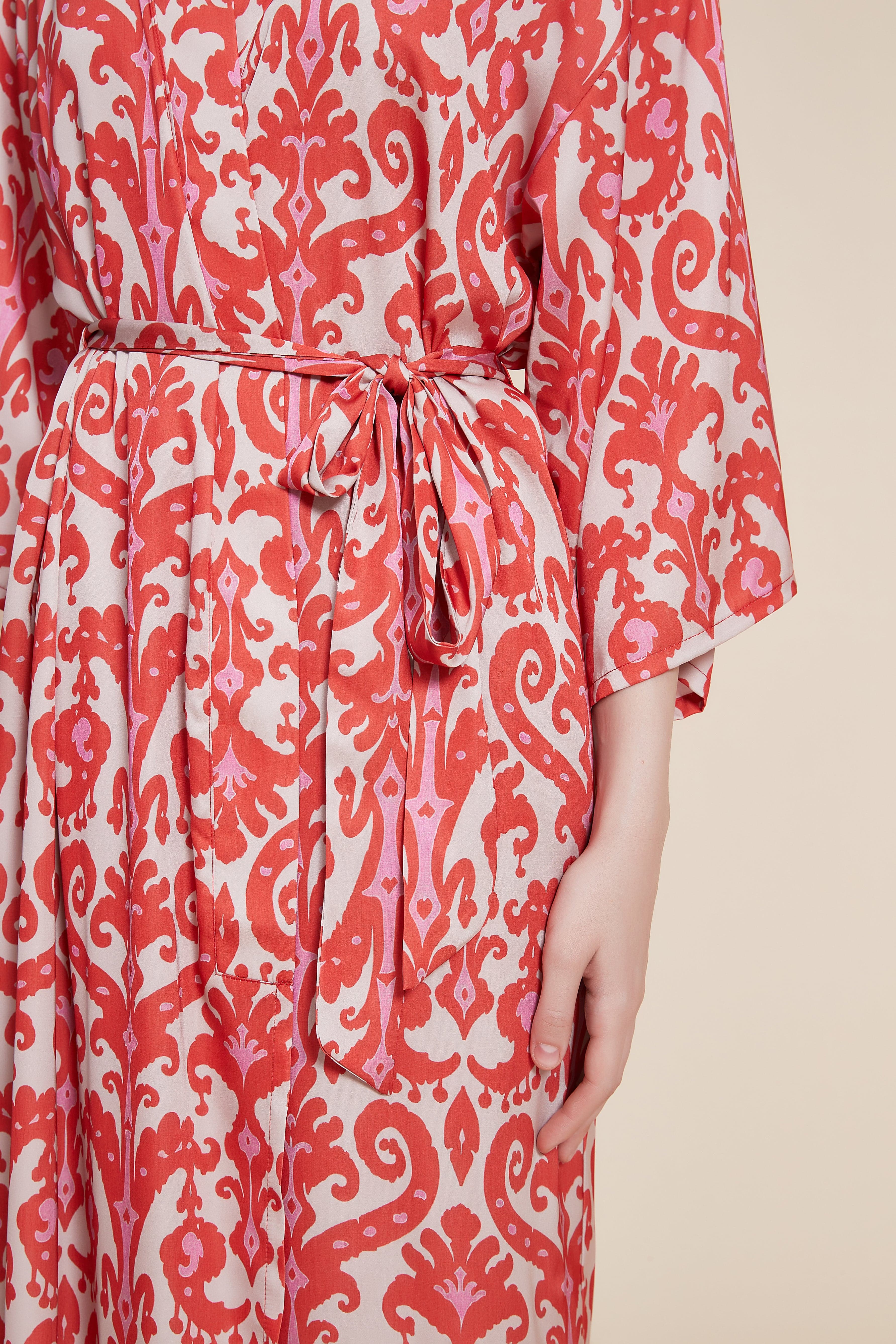 Printed Home Pajama Set with Long Pants and 3/4 Sleeve Cardigan