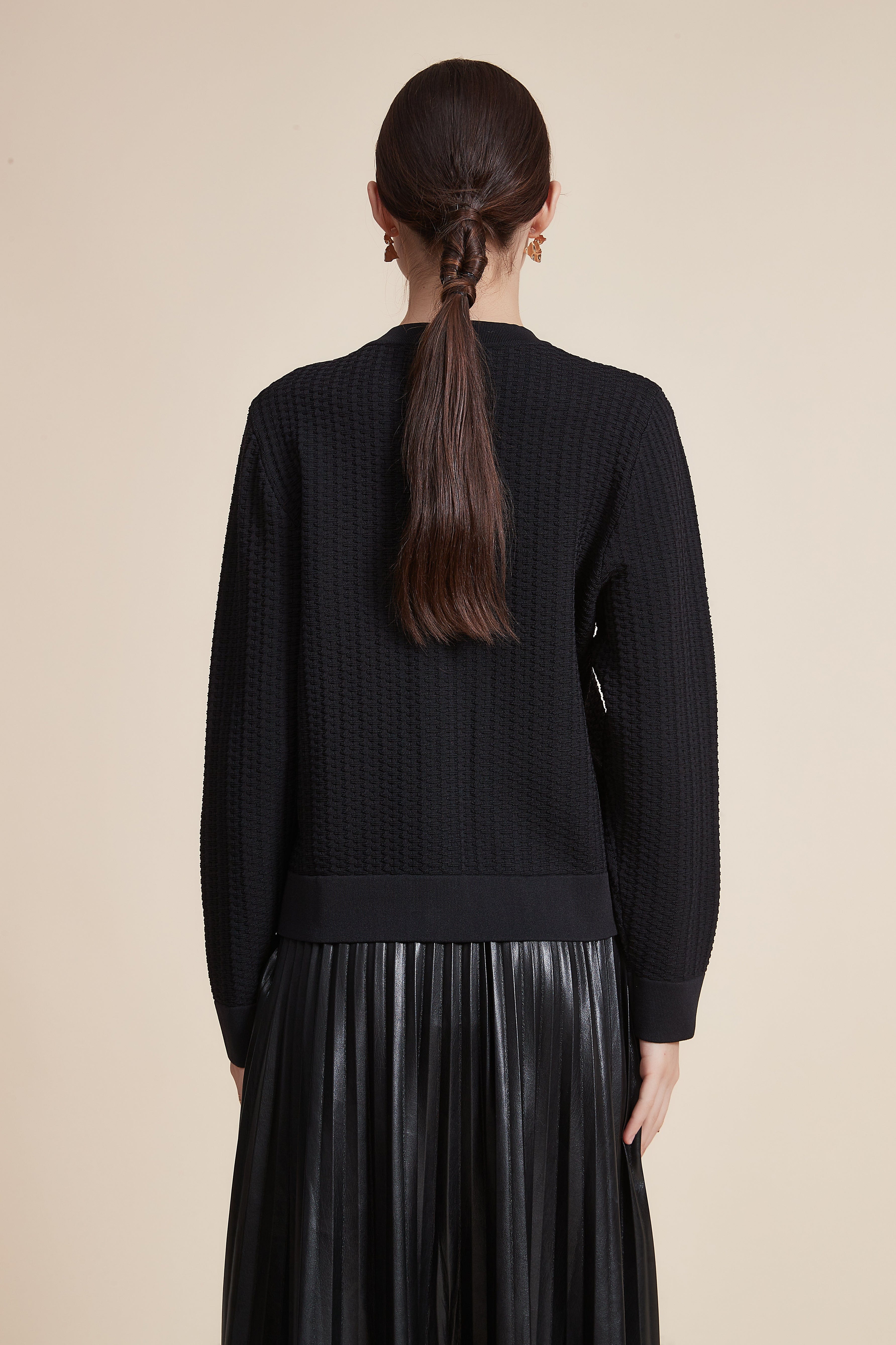 Long Sleeve Ribbed Jacket with Pockets and Buttons