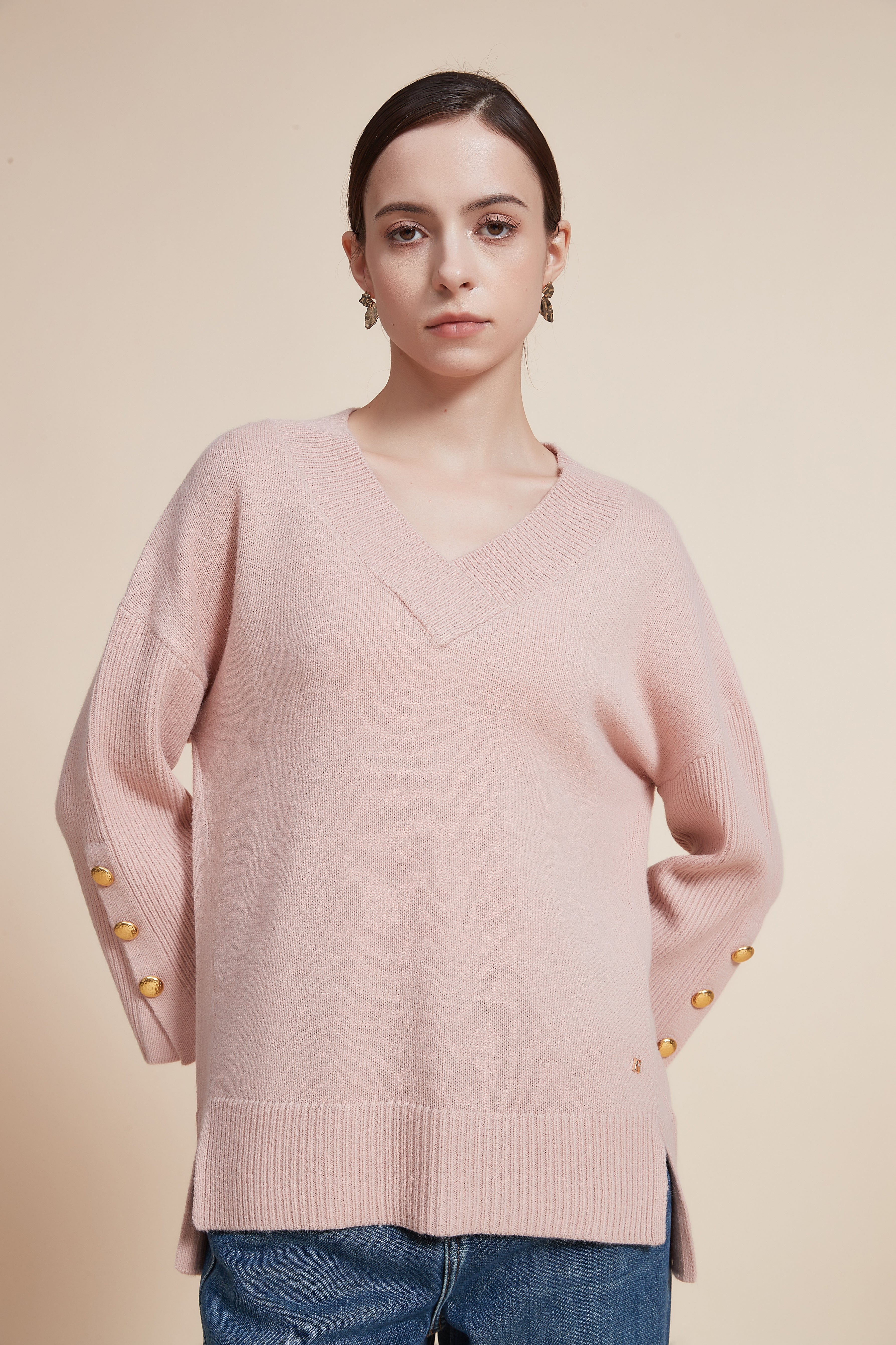 Long Sleeve Ribbed V-Neck Top