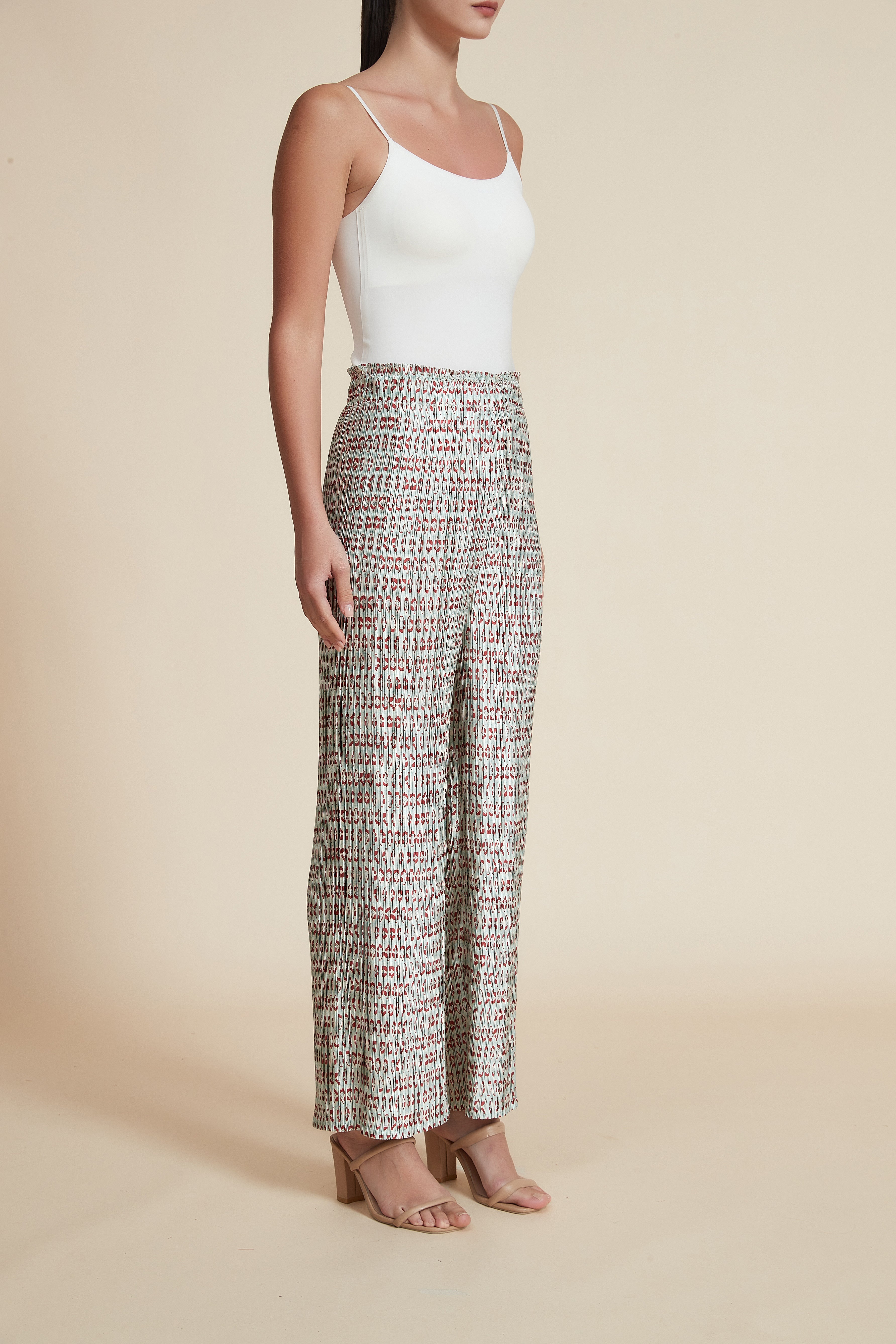 Wide-Leg Printed Trousers