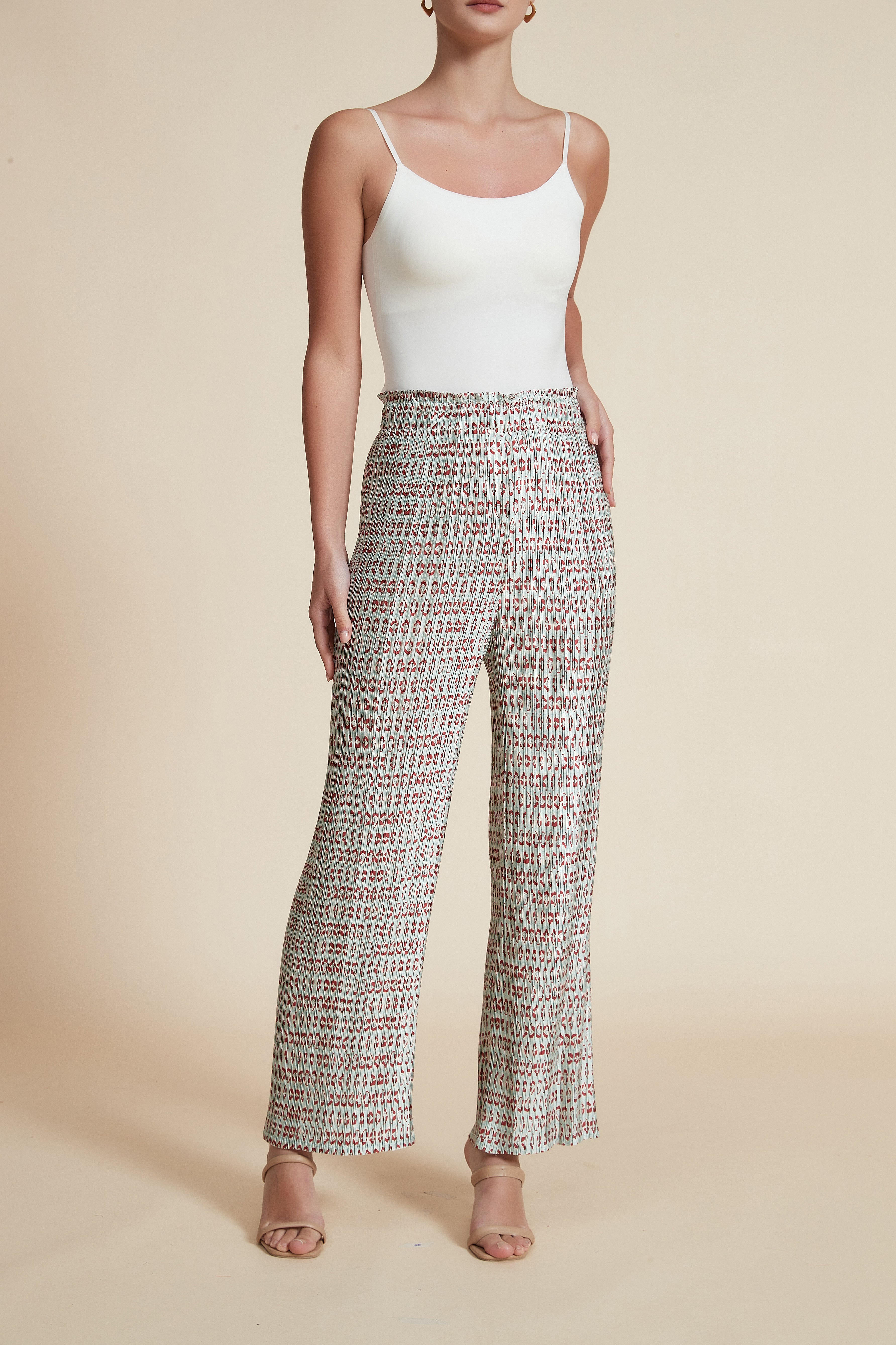 Wide-Leg Printed Trousers