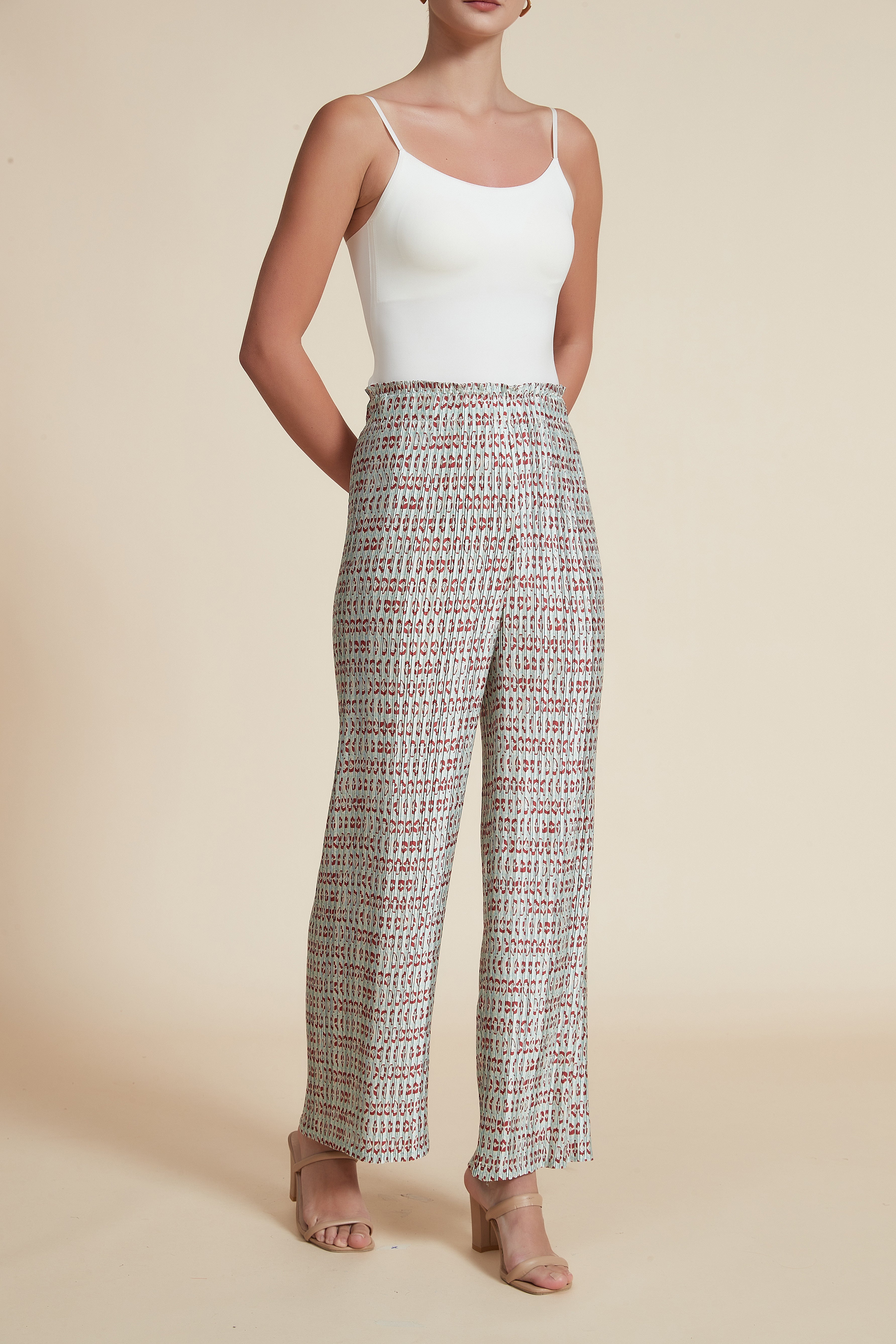 Wide-Leg Printed Trousers