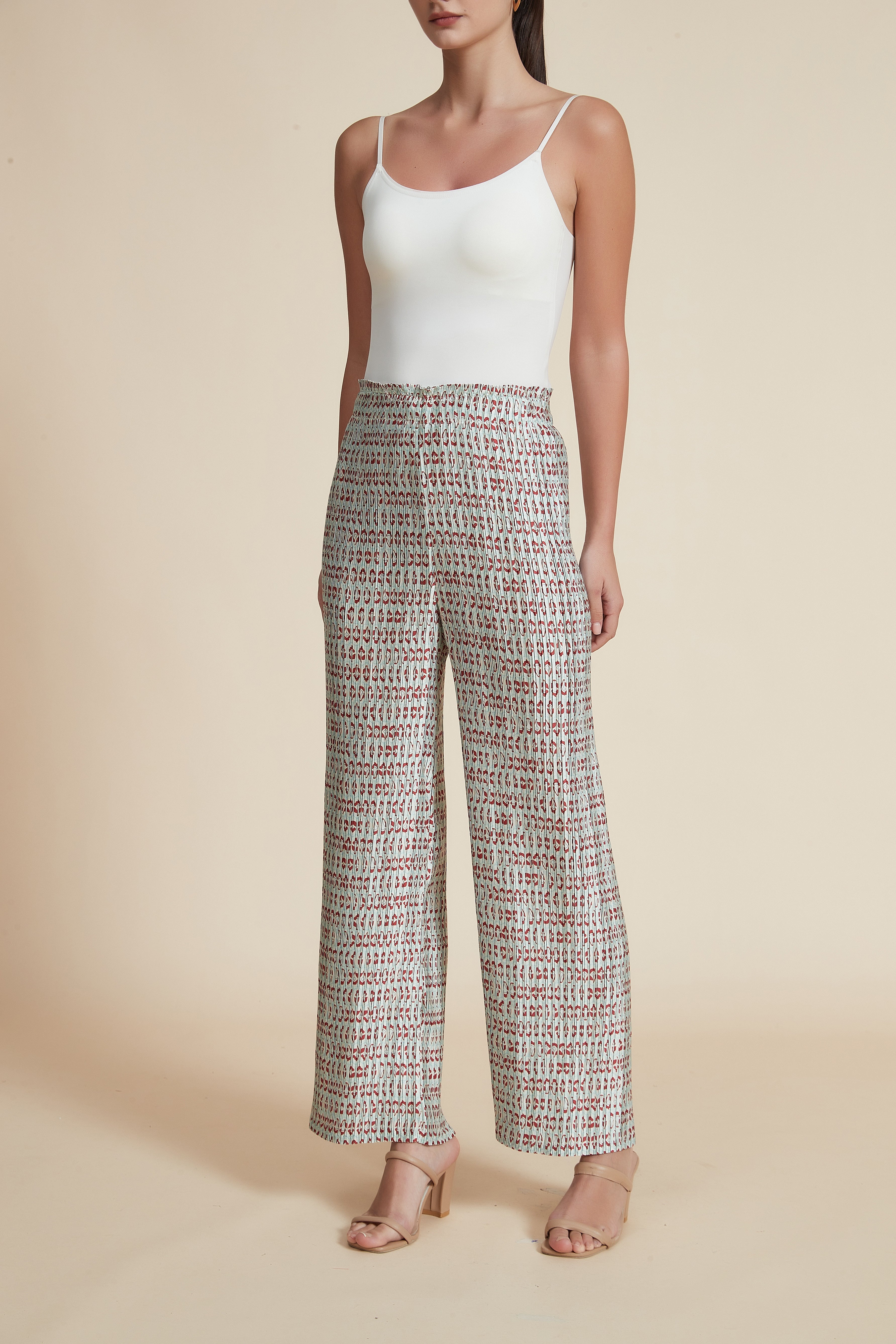 Wide-Leg Printed Trousers
