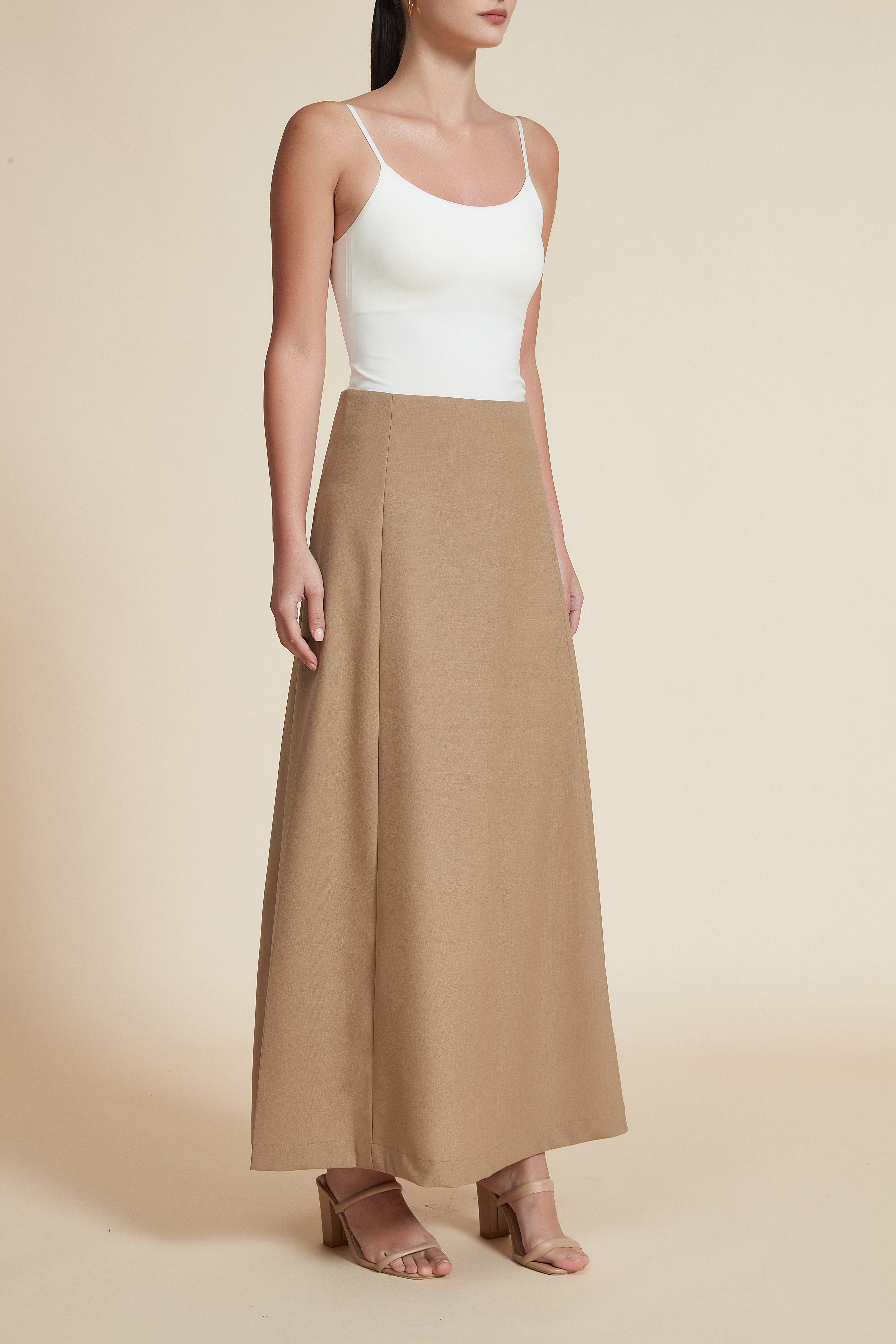 Plain Wide Cut Maxi Skirt