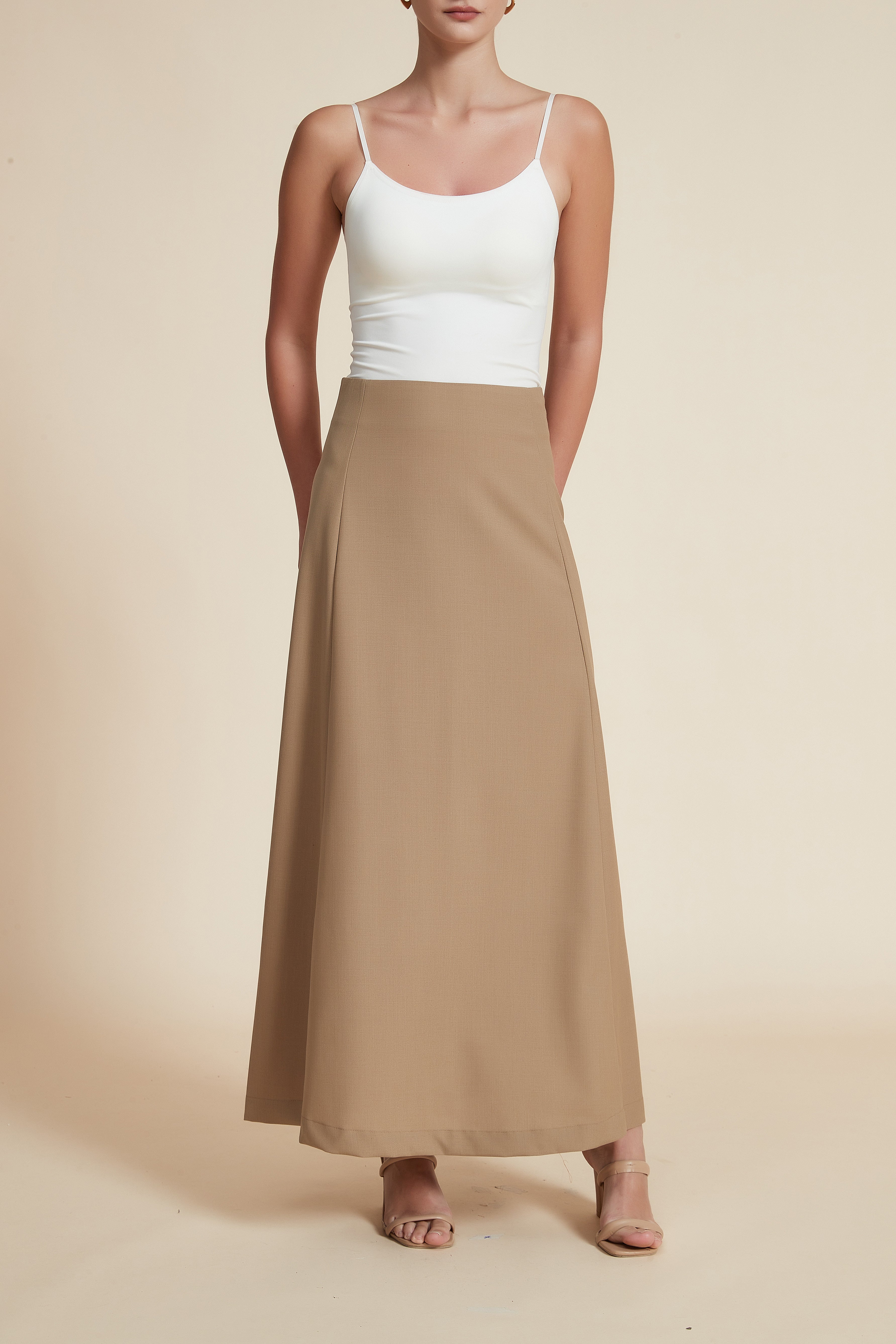 Plain Wide Cut Maxi Skirt