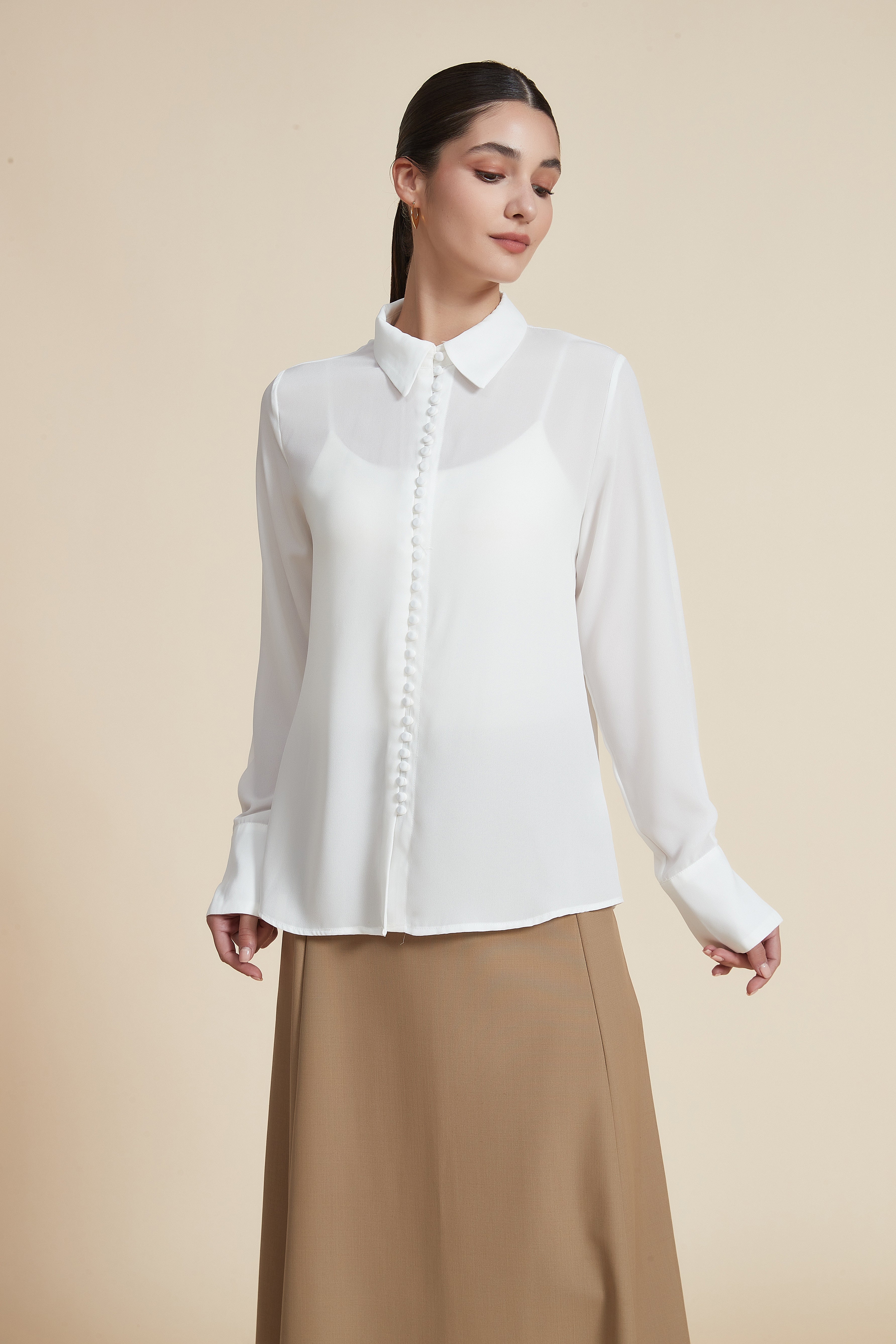 Plain Long Sleeve Blouse