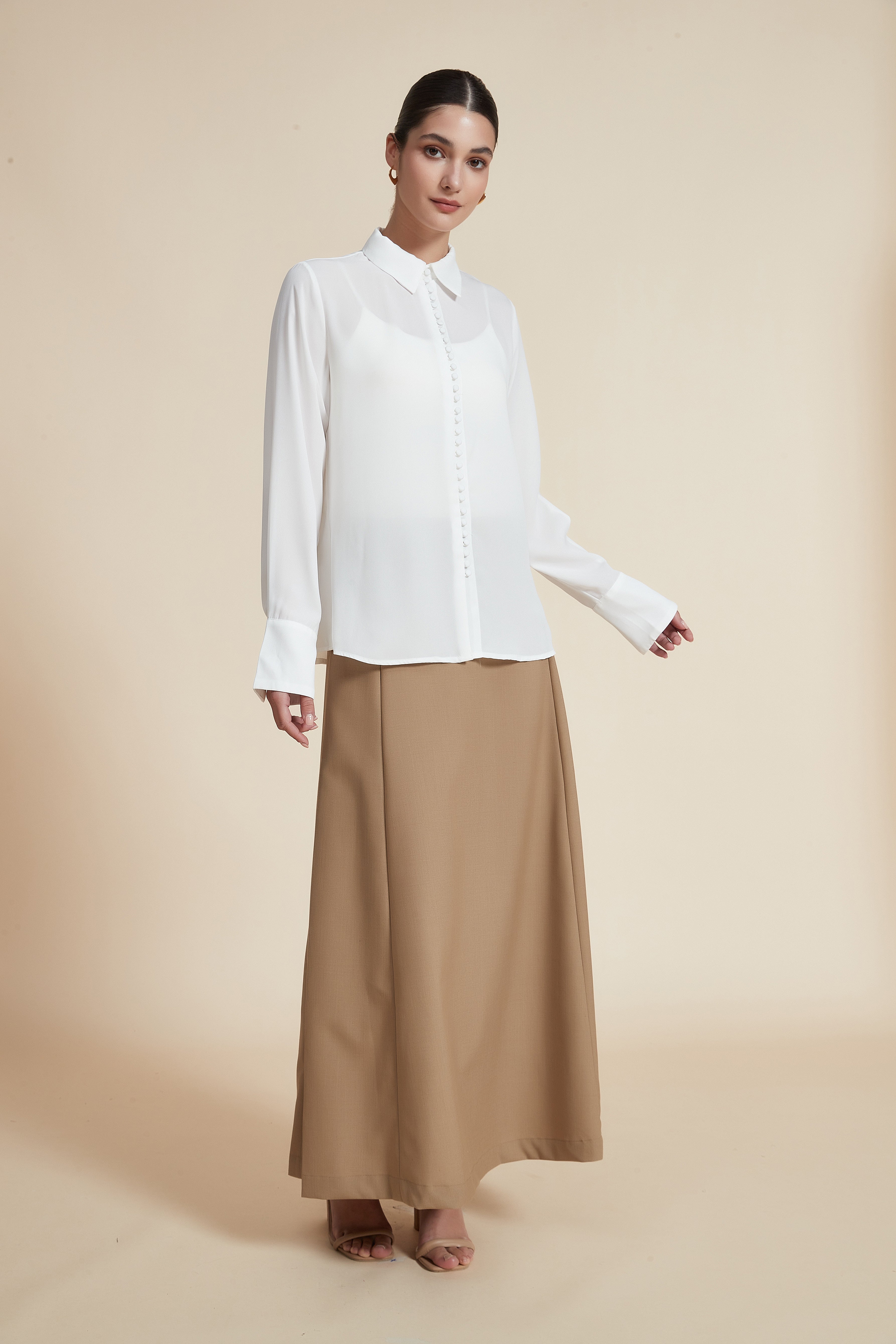 Plain Long Sleeve Blouse