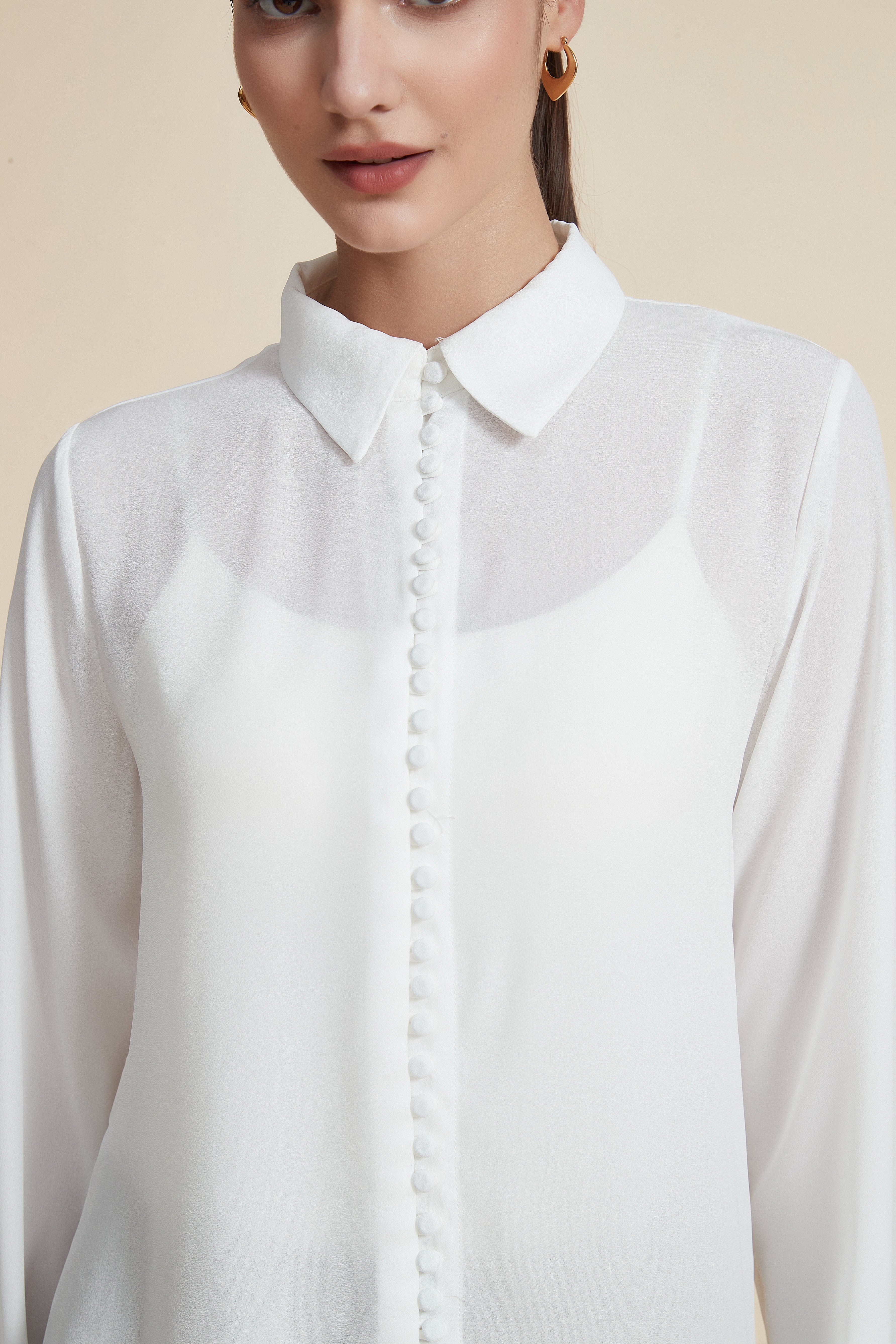 Plain Long Sleeve Blouse