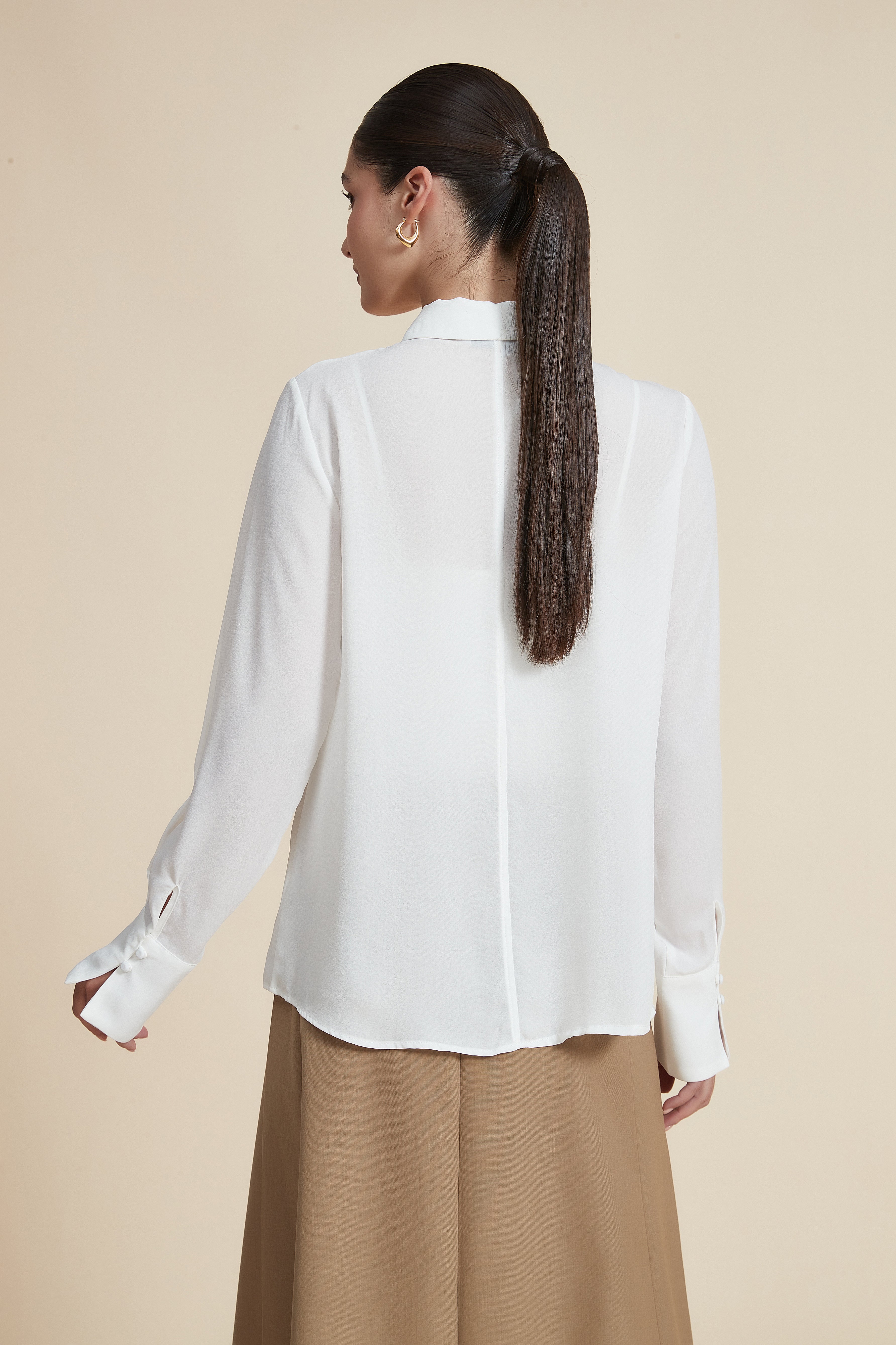 Plain Long Sleeve Blouse