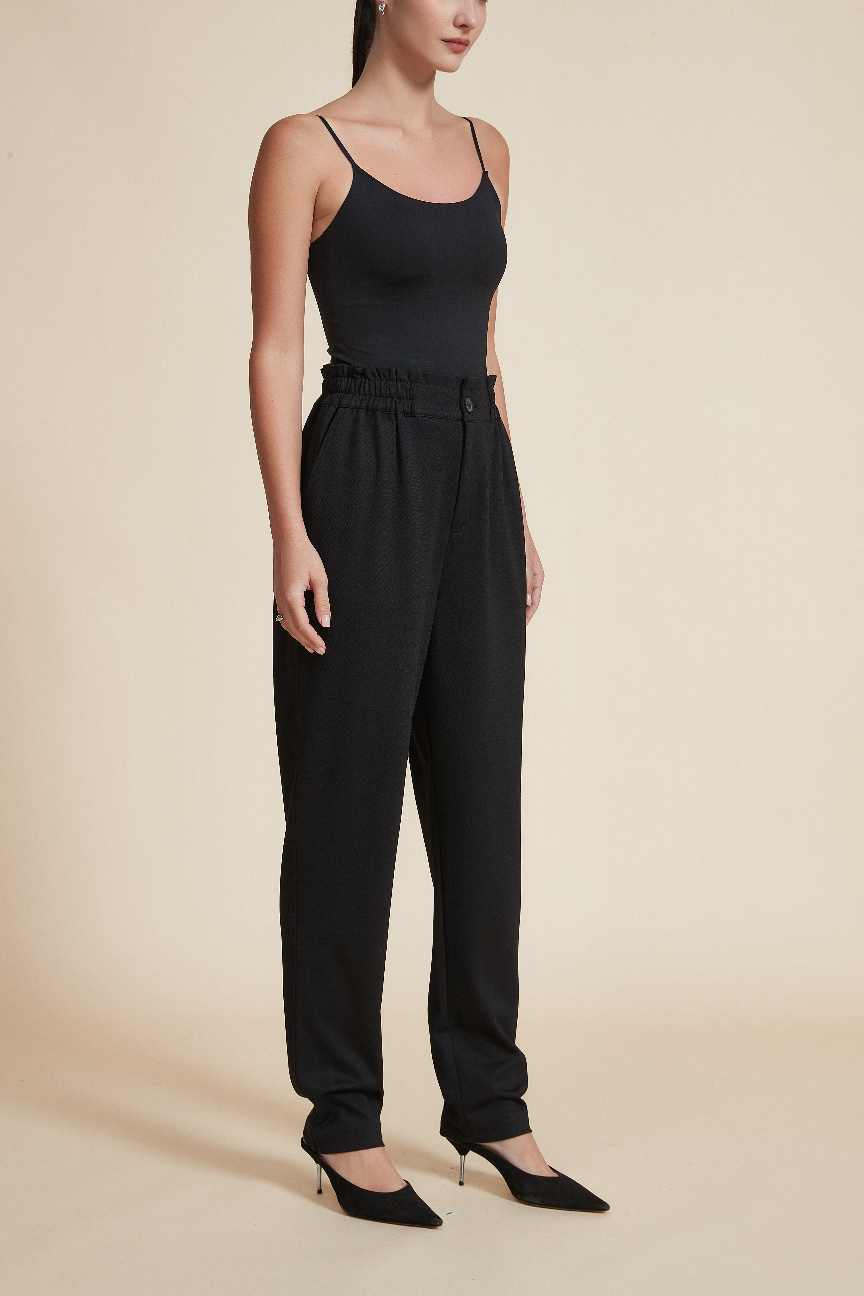 Straight Leg Long Pants with Elastic Waistband