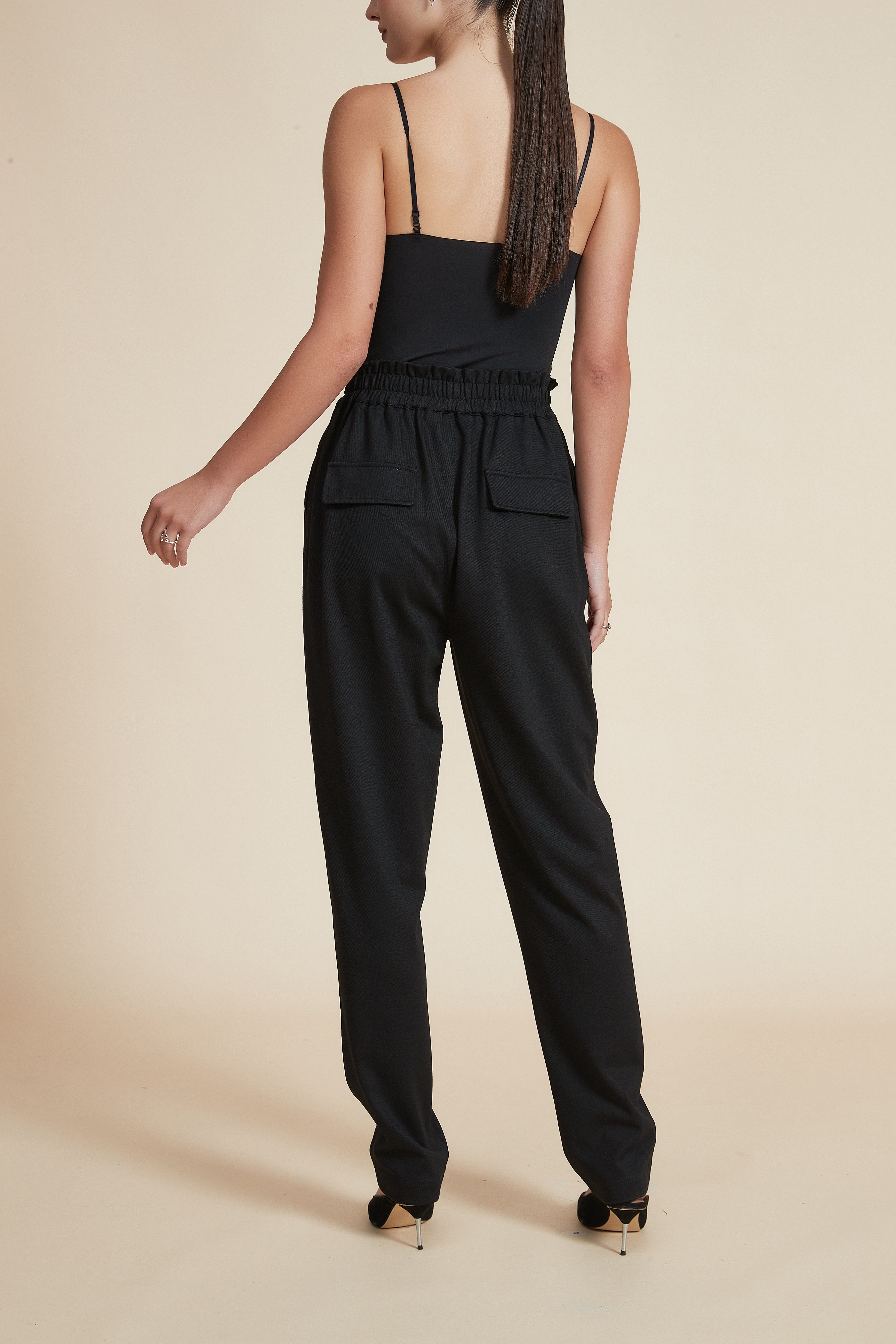 Straight Leg Long Pants with Elastic Waistband