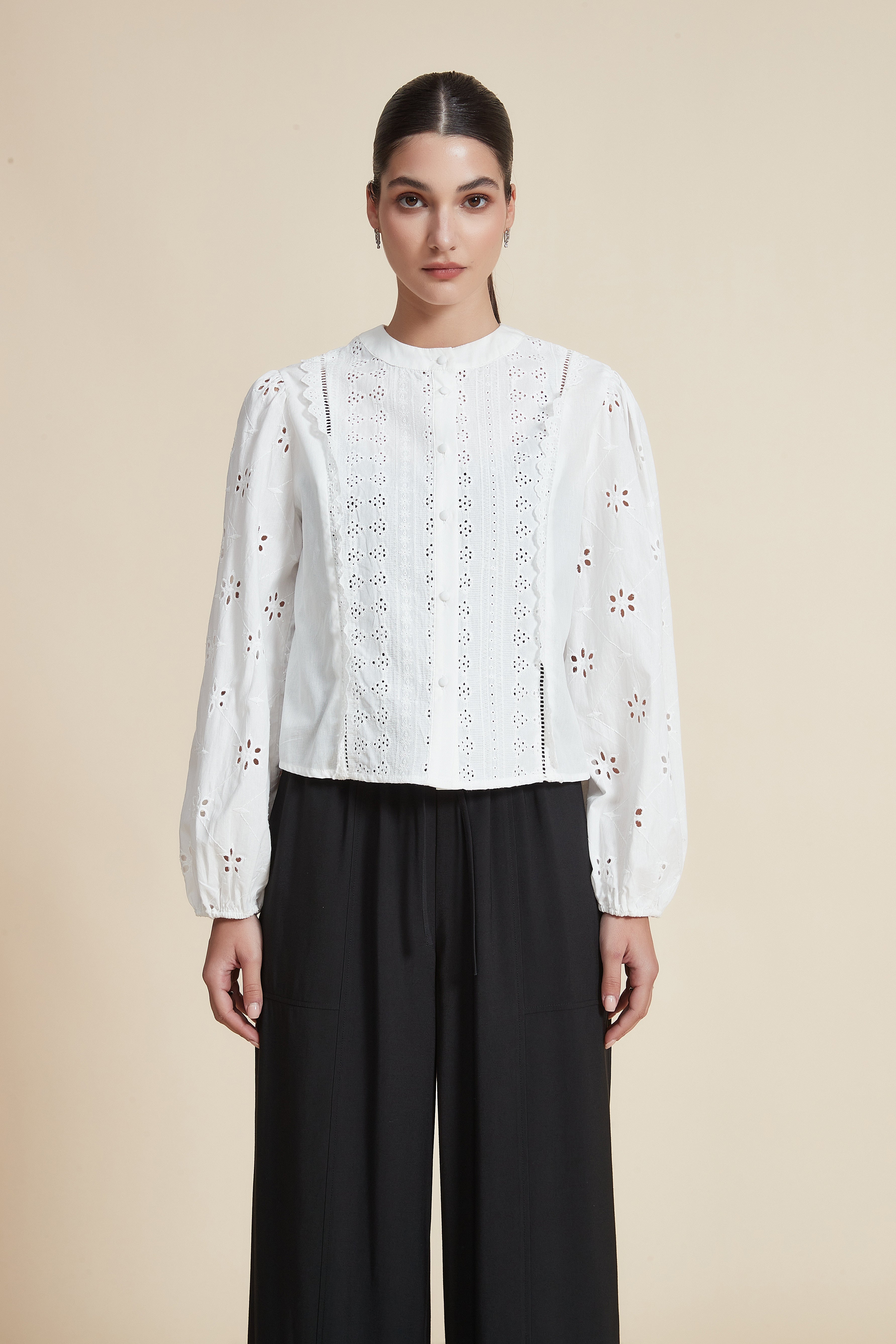 Embroidered Long Sleeve Blouse