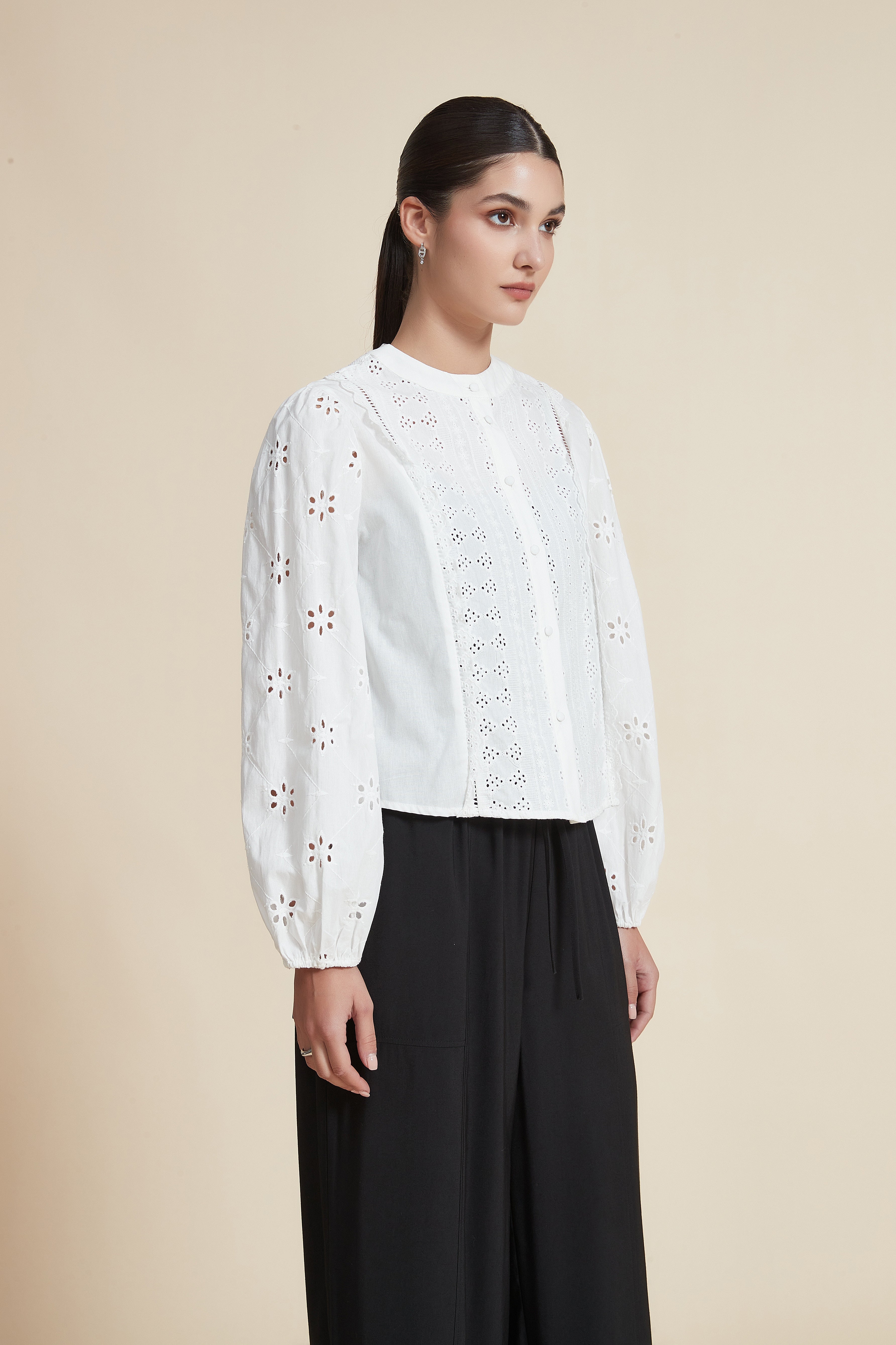 Embroidered Long Sleeve Blouse
