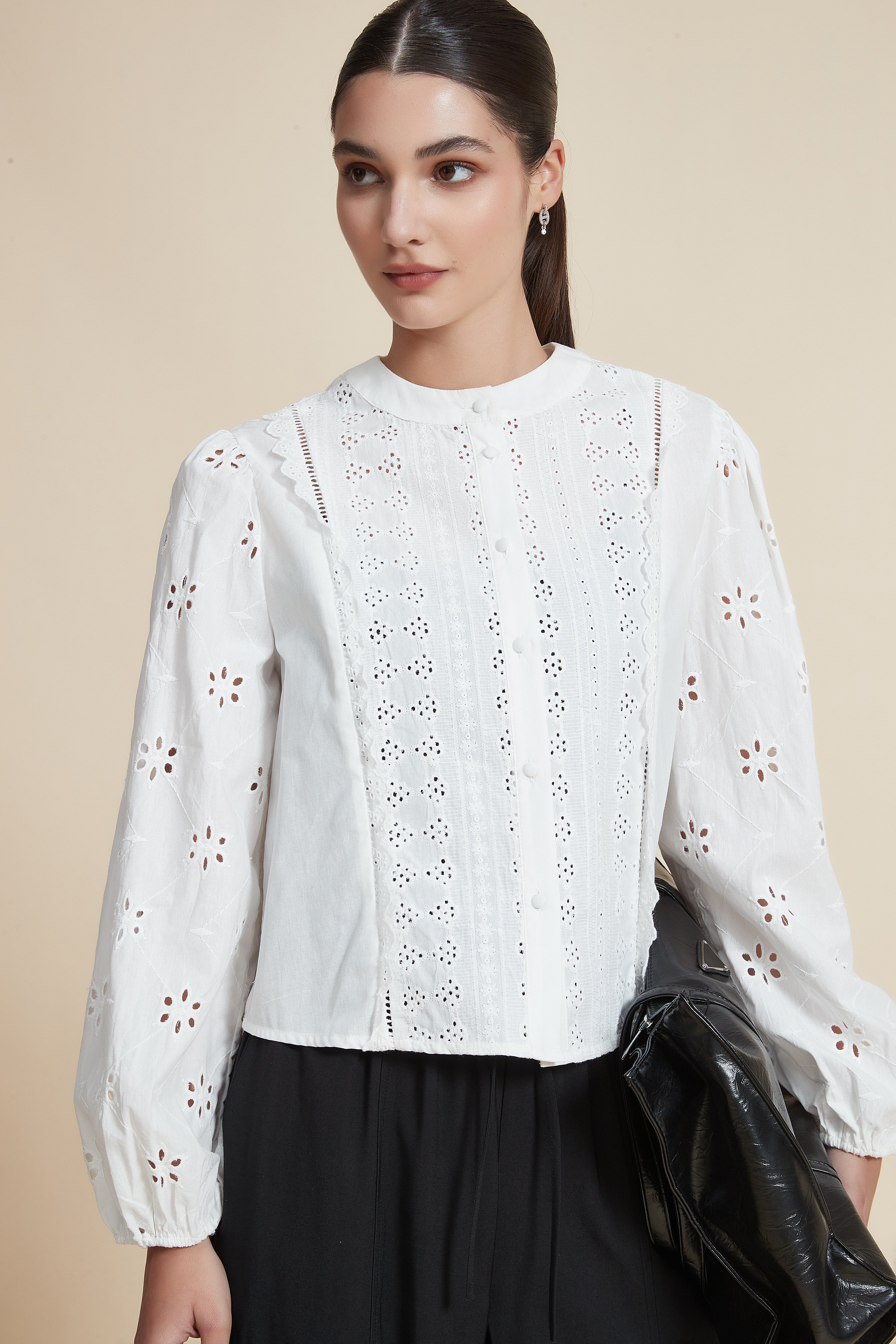 Embroidered Long Sleeve Blouse