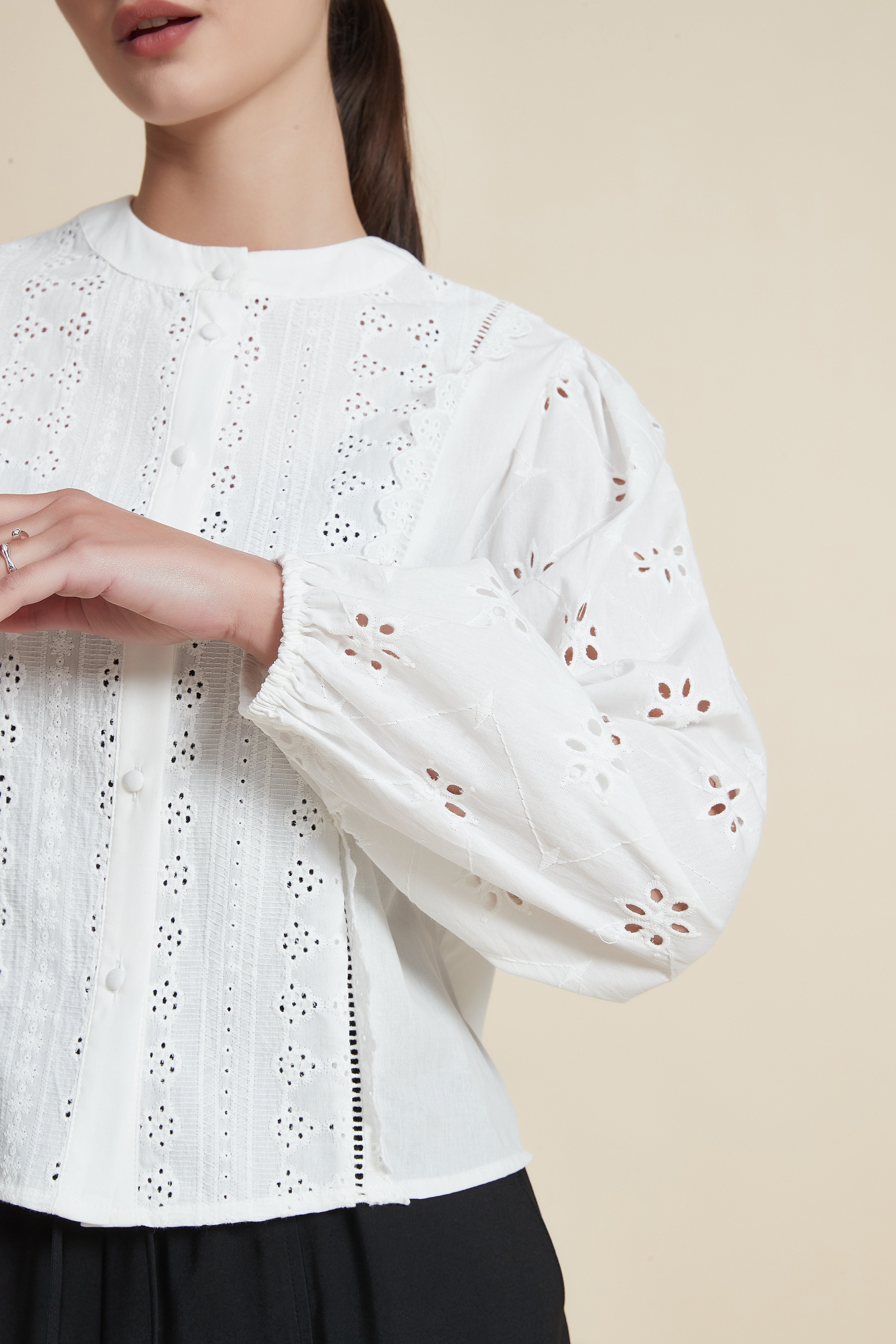 Embroidered Long Sleeve Blouse
