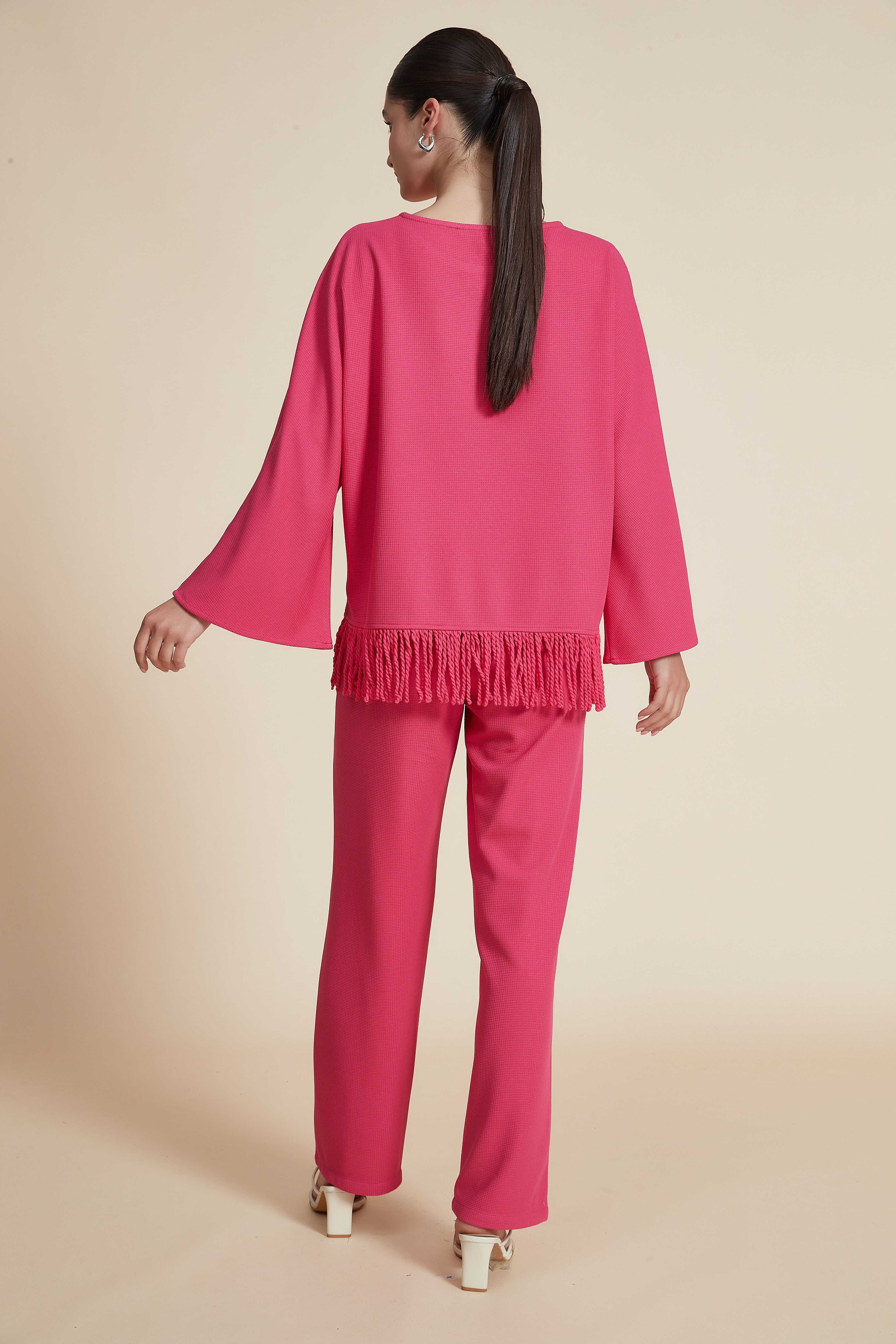 Plain long-sleeve blouse