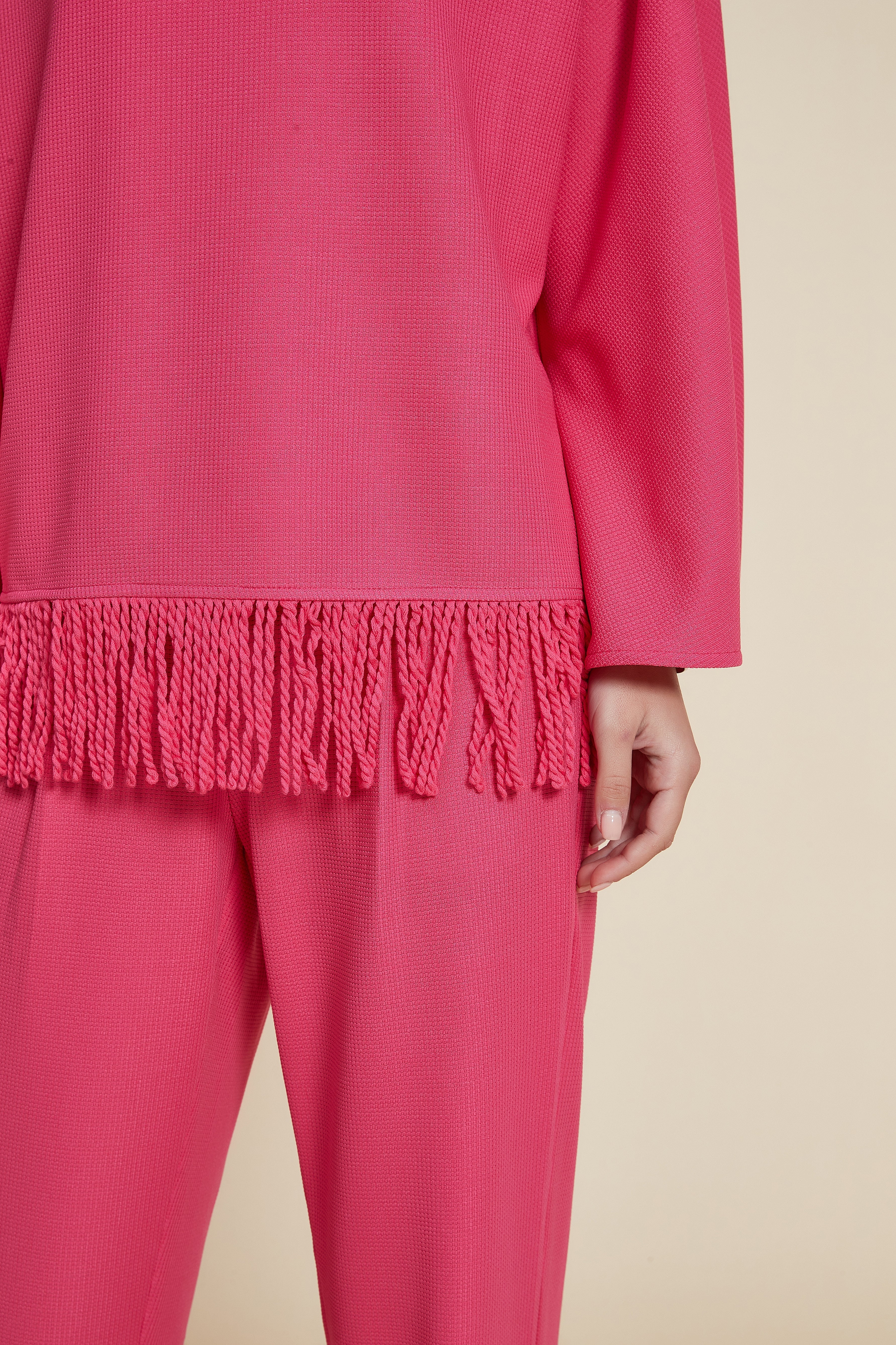 Plain long-sleeve blouse