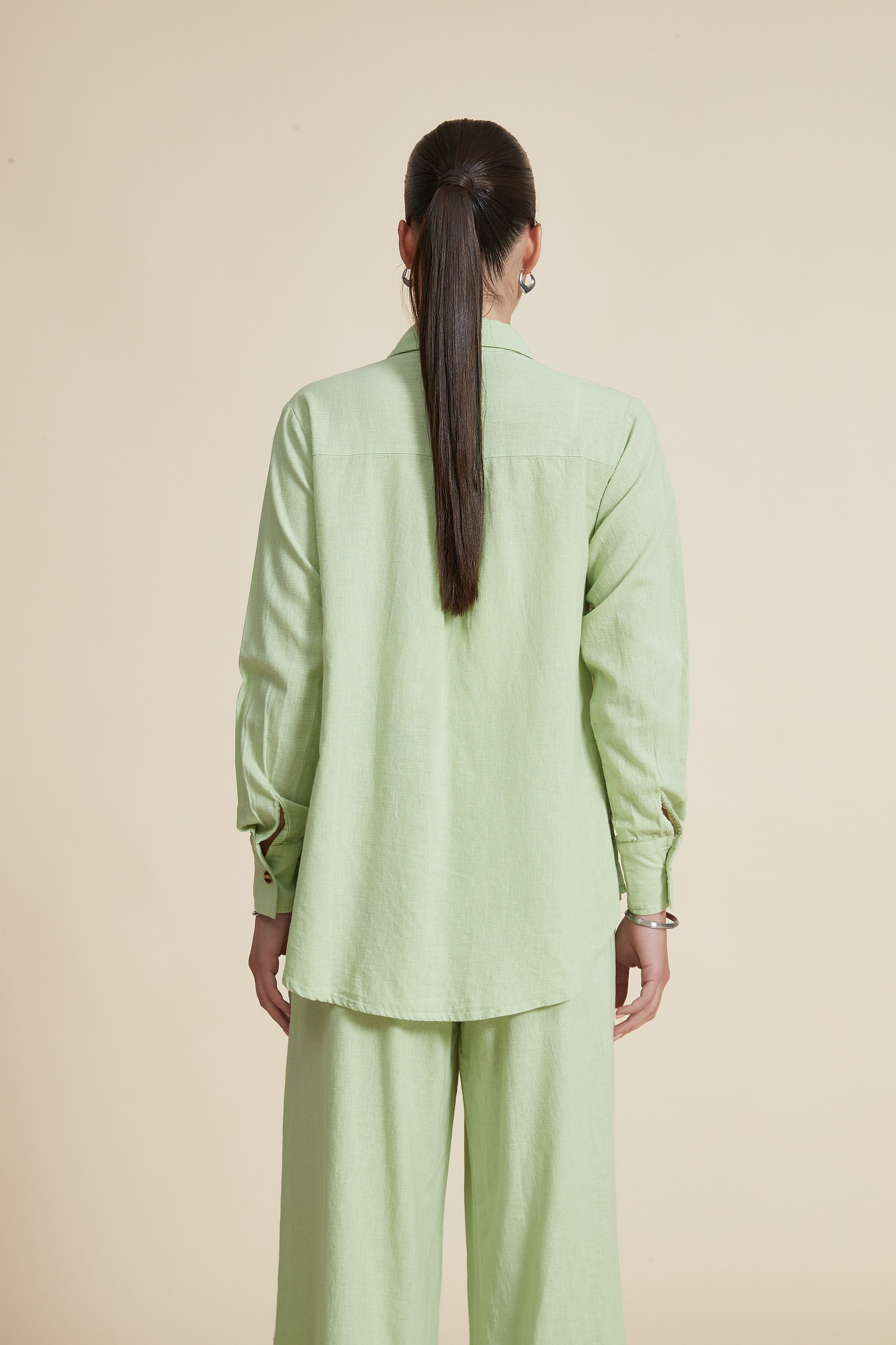 Shirt Collar Blouse with Long Sleeves