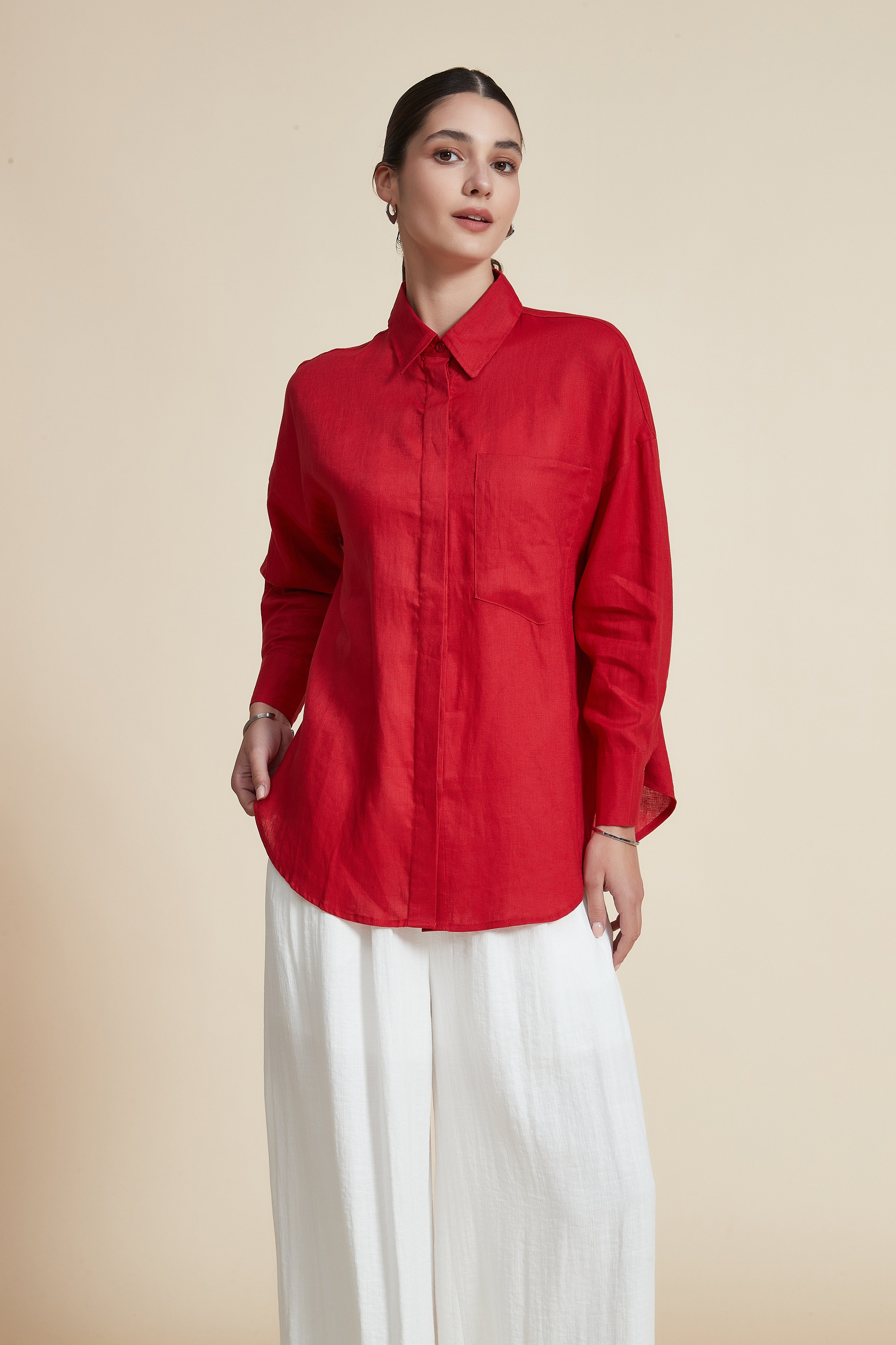 Long Sleeves Blouse with a Collar