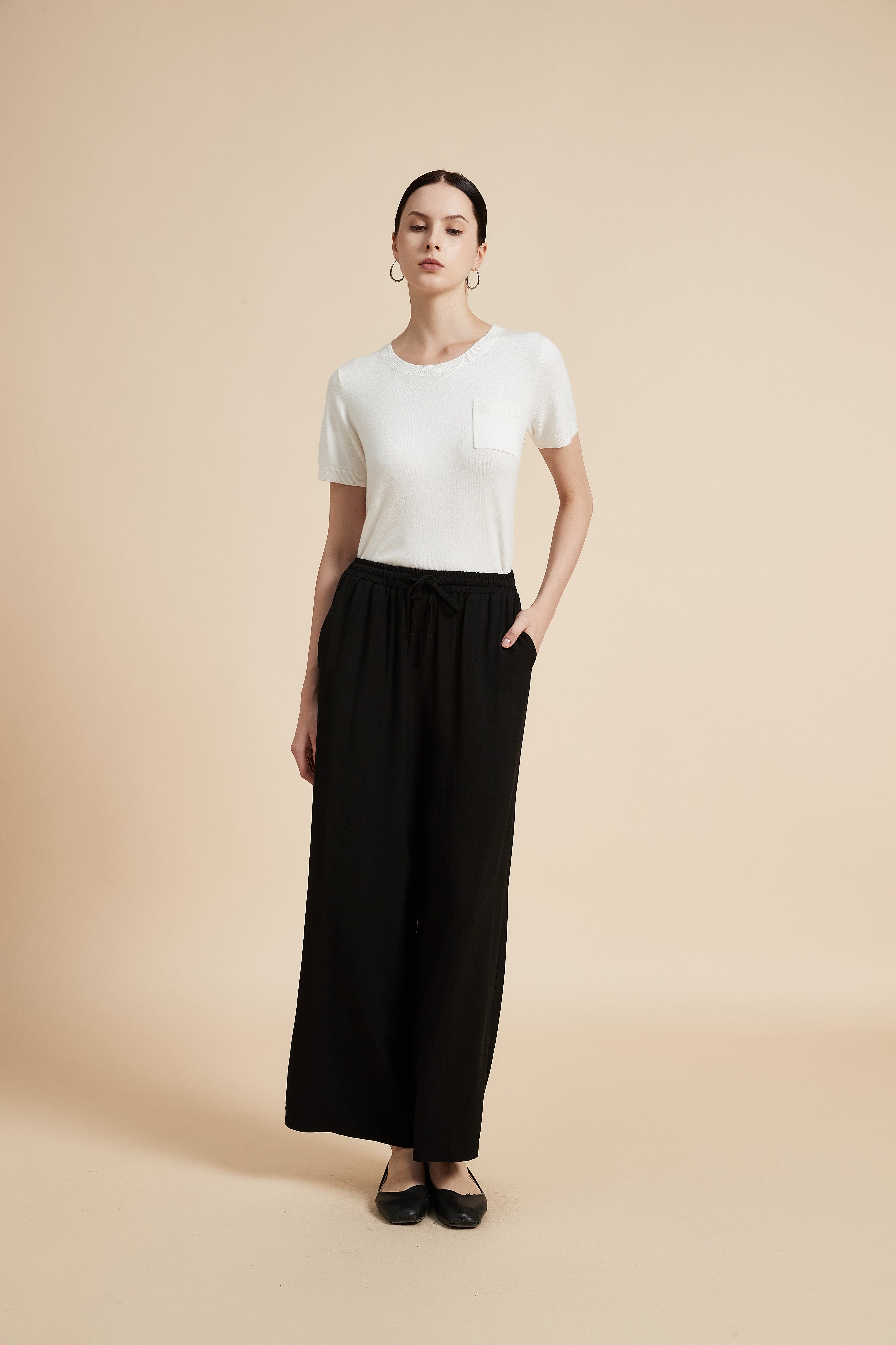 Wide Leg Solid Pants