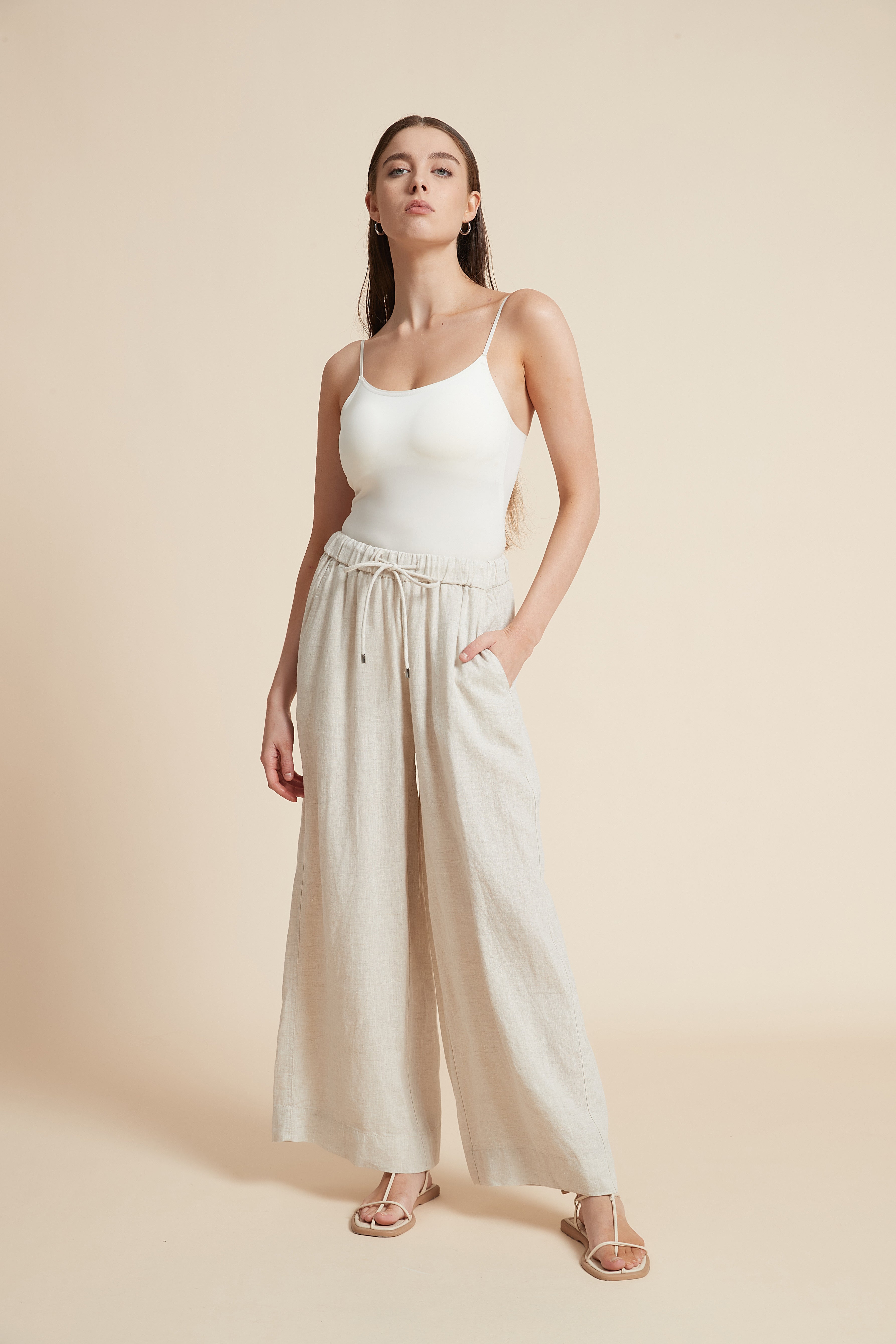 Plain Long Pants with Wide Legs