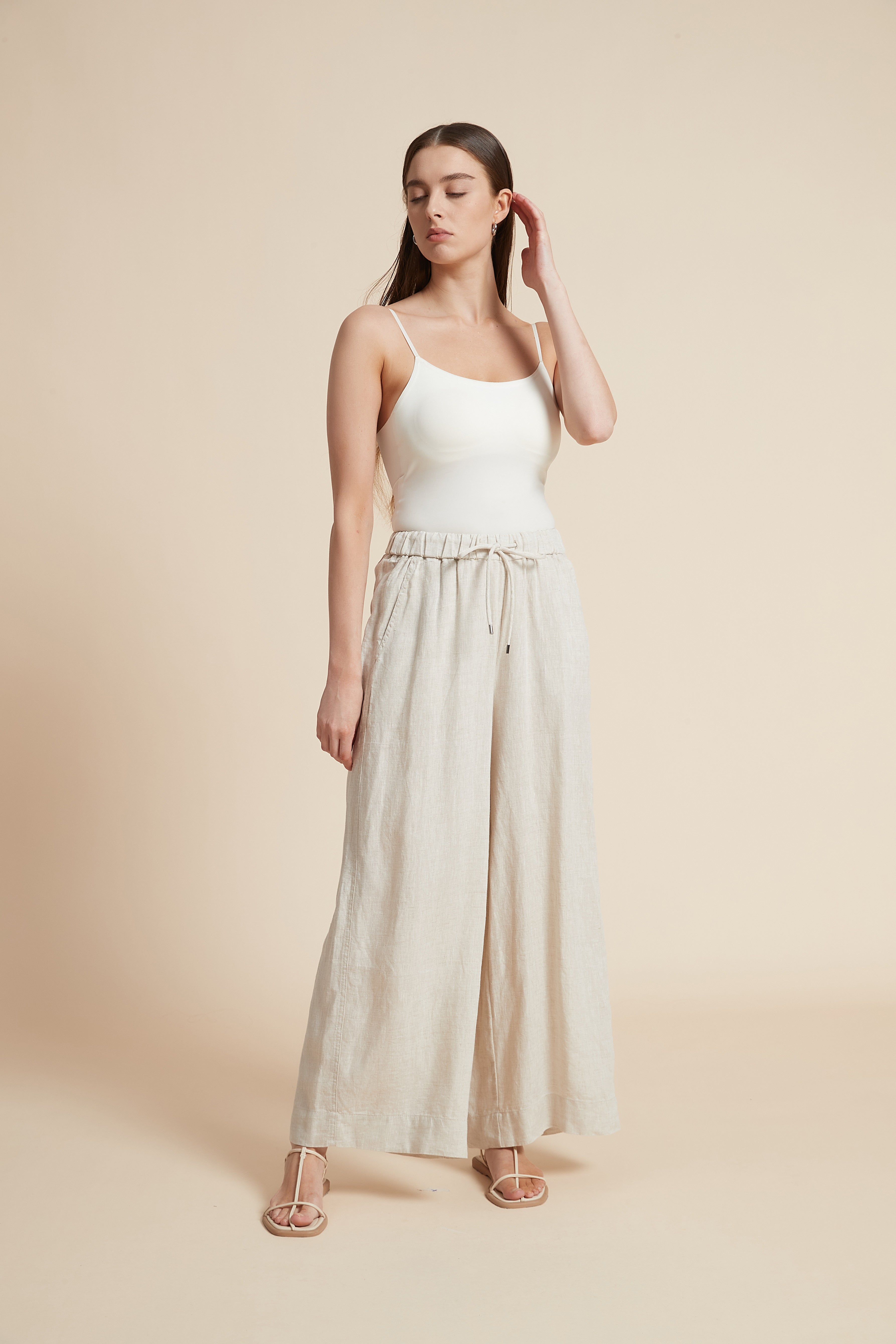 Plain Long Pants with Wide Legs