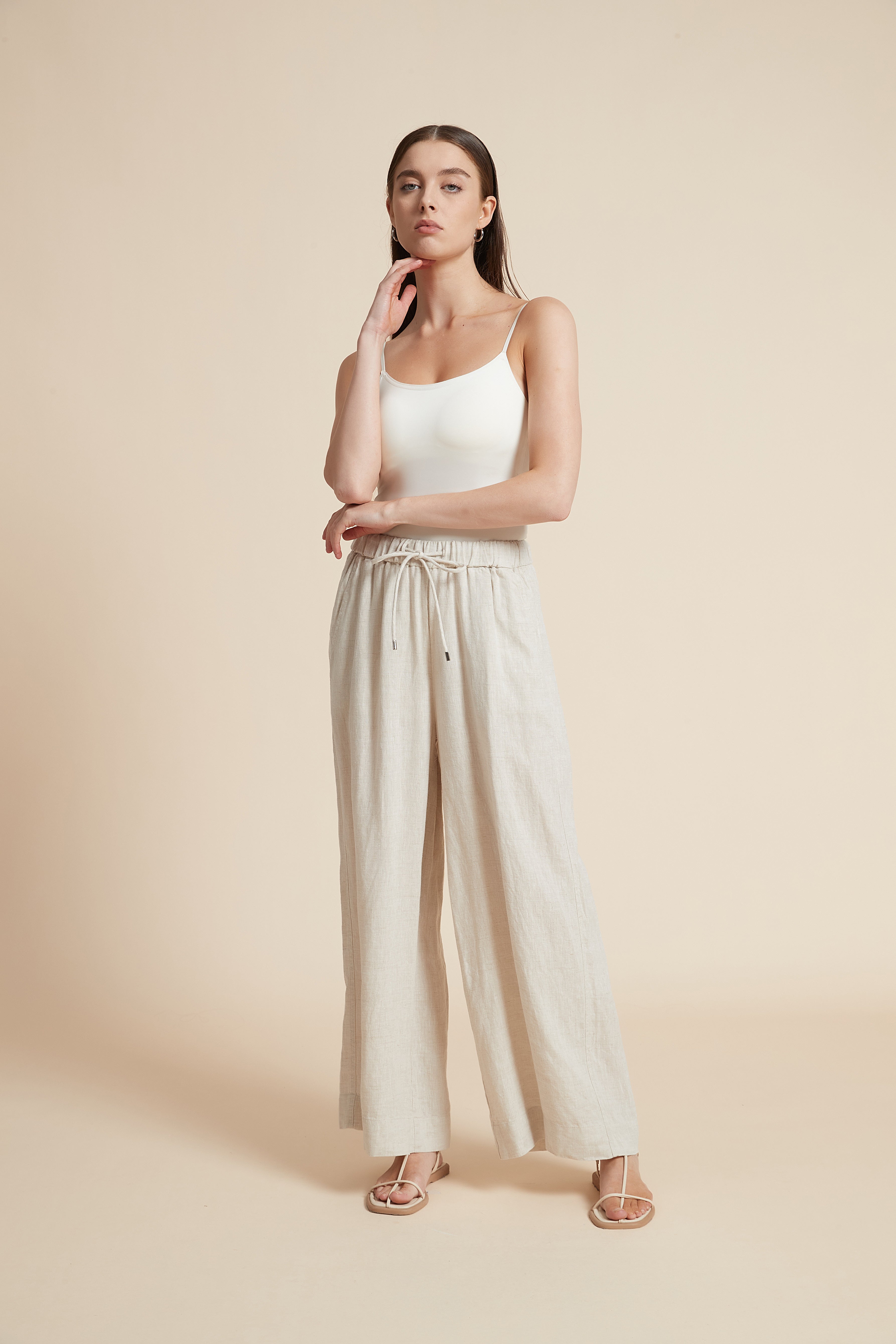 Plain Long Pants with Wide Legs