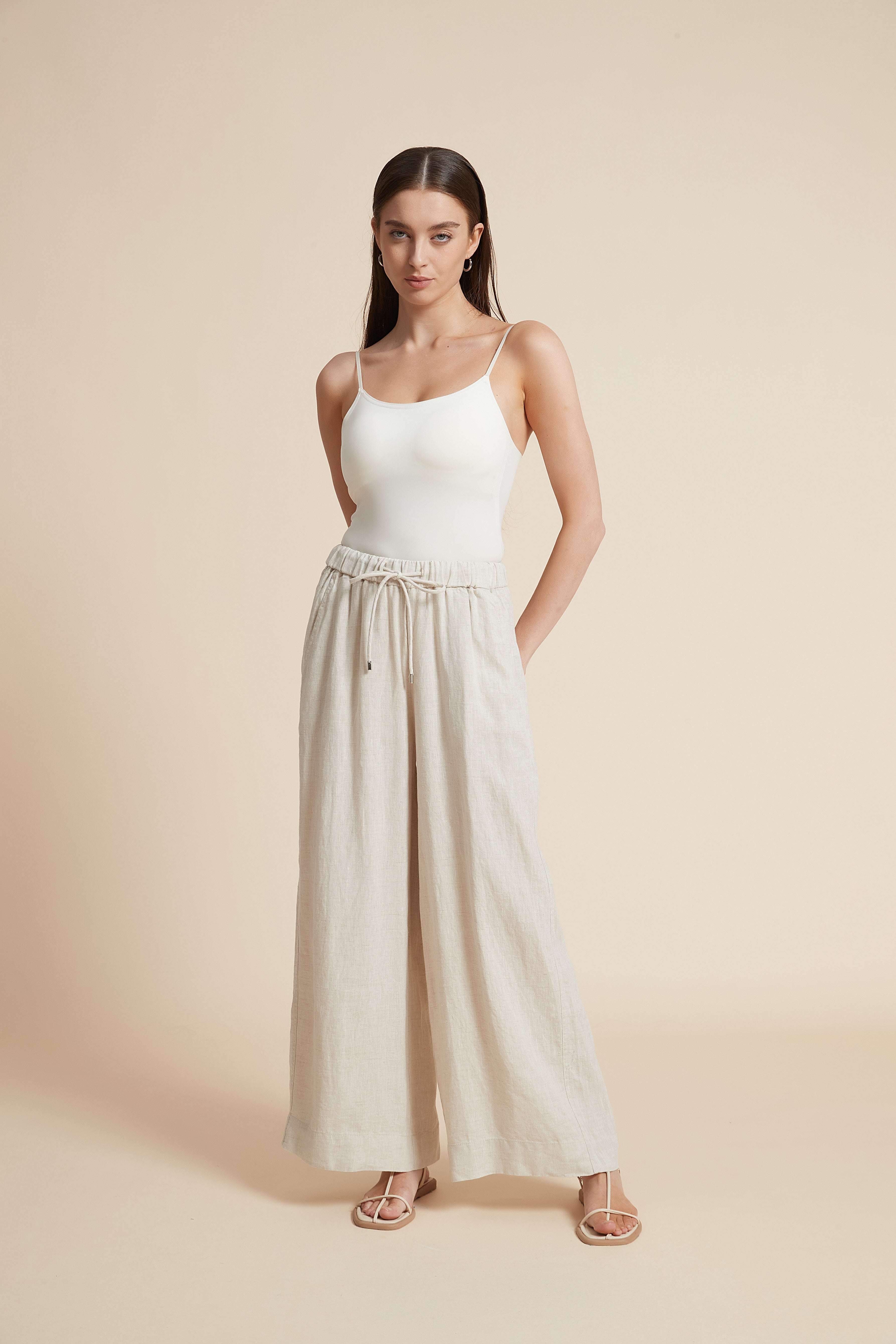 Plain Long Pants with Wide Legs