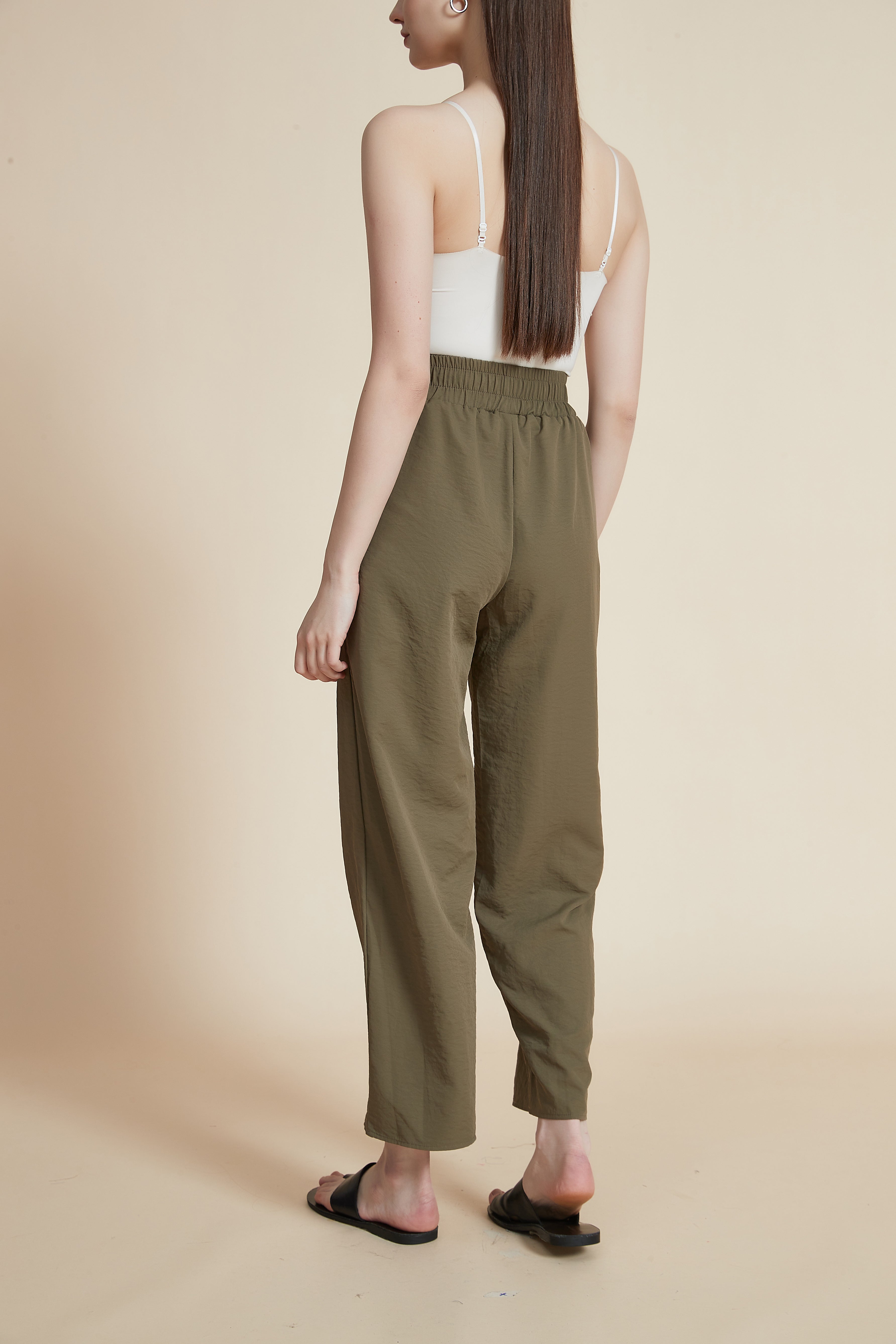Plain Wide-Leg Trousers