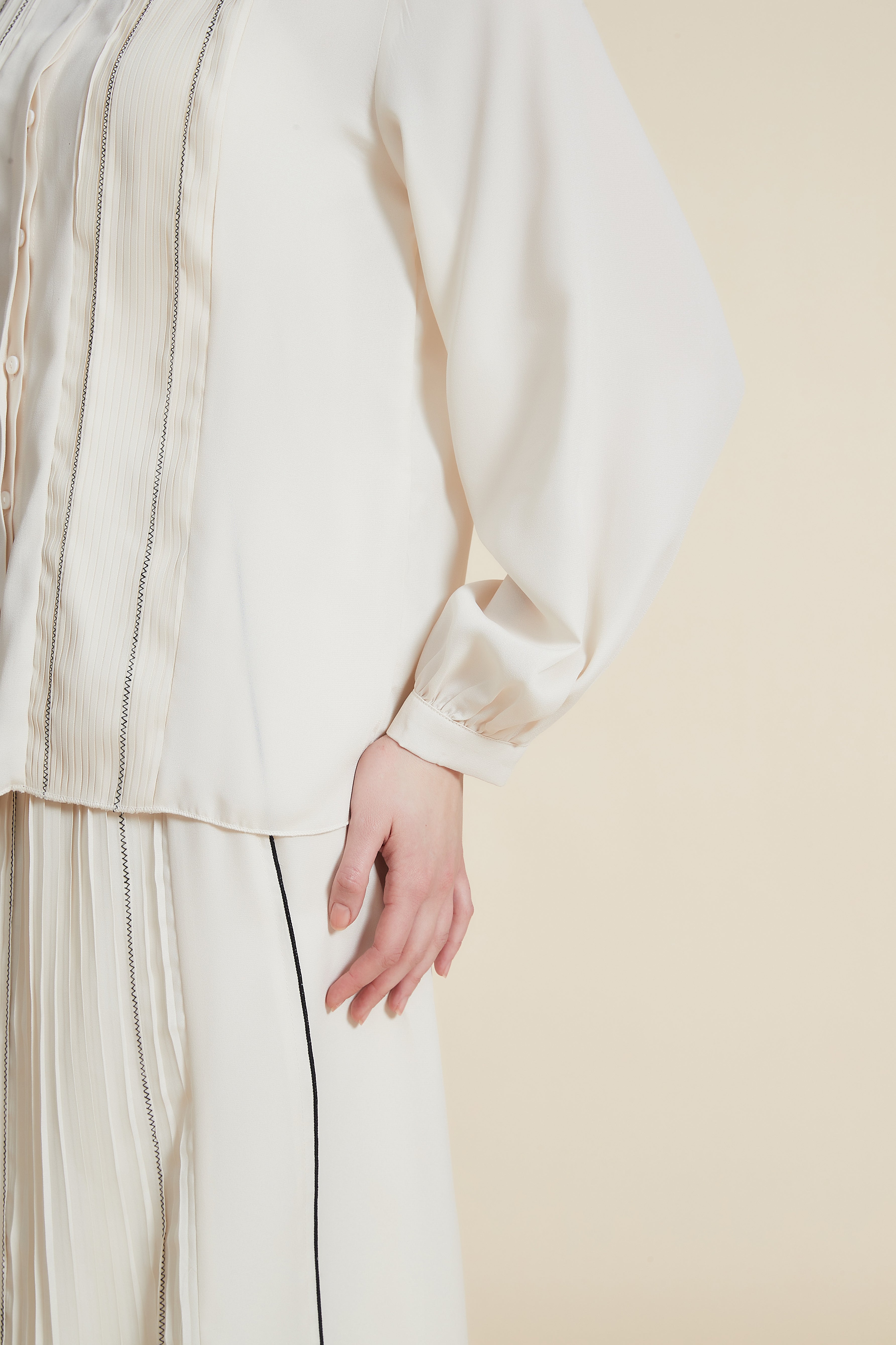 Striped shirt with pleated details long sleeve